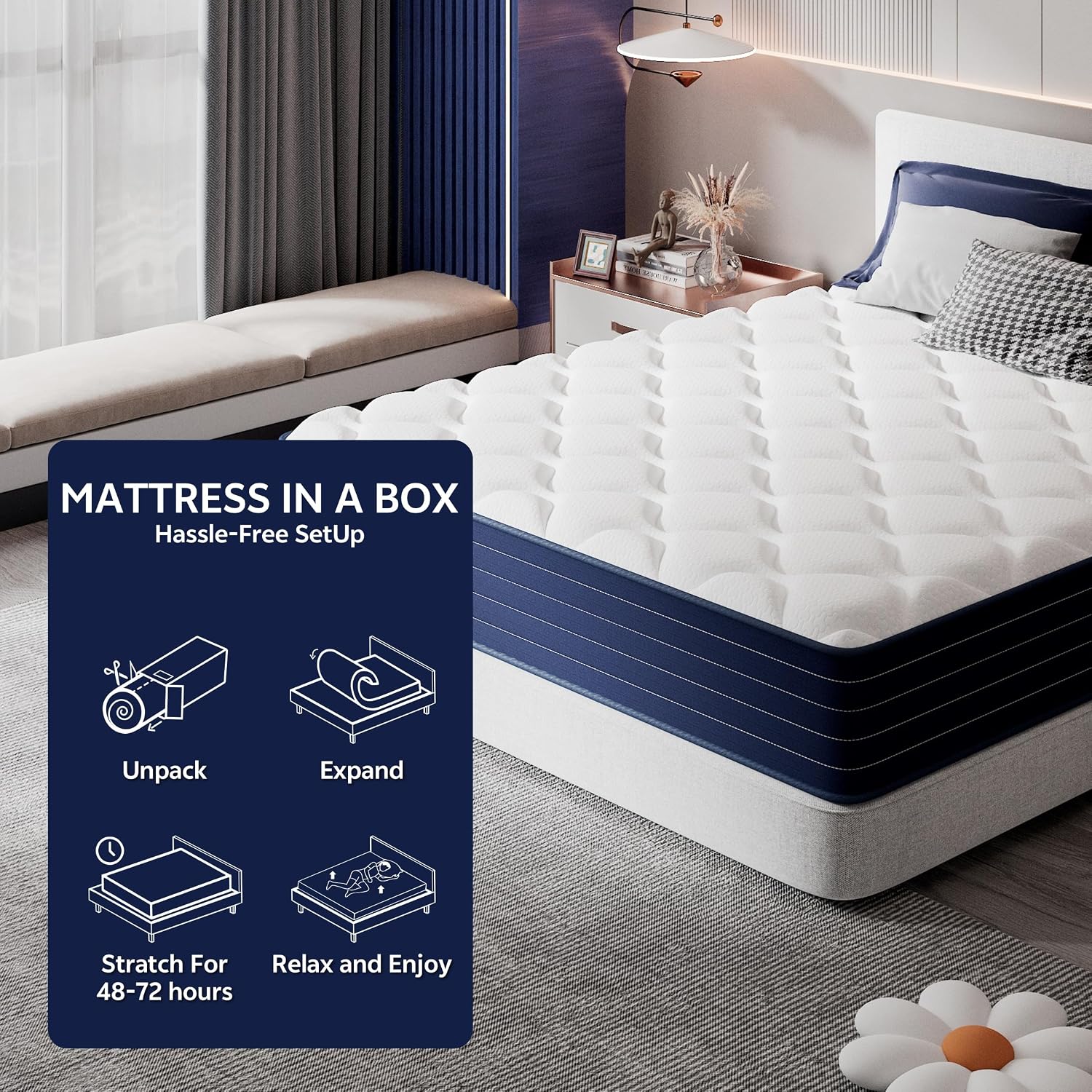 Detalle de PETONOBARA TRA-12FL-CA 12-Inch Full Hybrid Mattress, Memory Foam & Pocket Springs