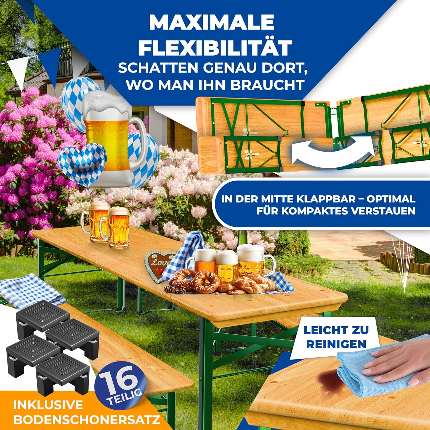 Thumbnail 6 de KESSER® Premium Bierzeltgarnitur 3-teilig klappbar mit Biertisch und 2 Bierbänken (Holz & Stahl)