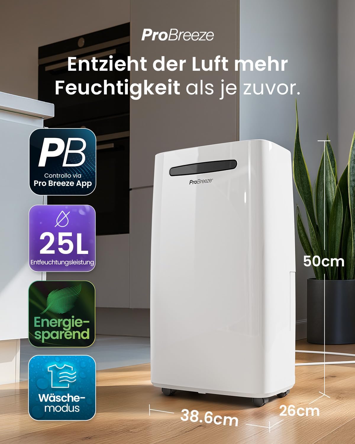 Detalle 2 de Pro Breeze Luftentfeuchter 25 L 🏠