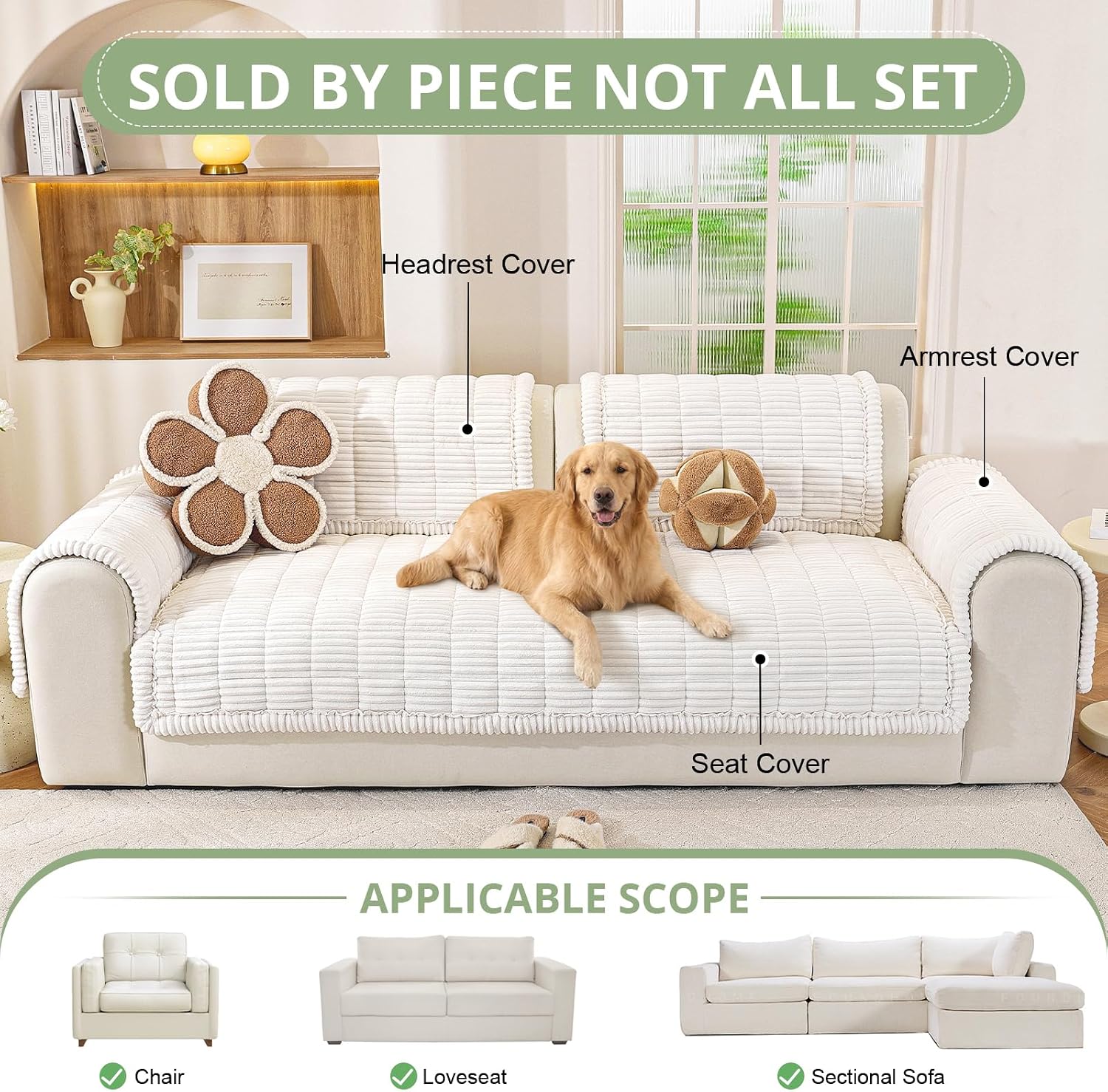 Thumbnail 3 de OstepDecor Couch Cover for Dogs - 35.4" x 63" Non-Slip, Washable Furniture Protector in White