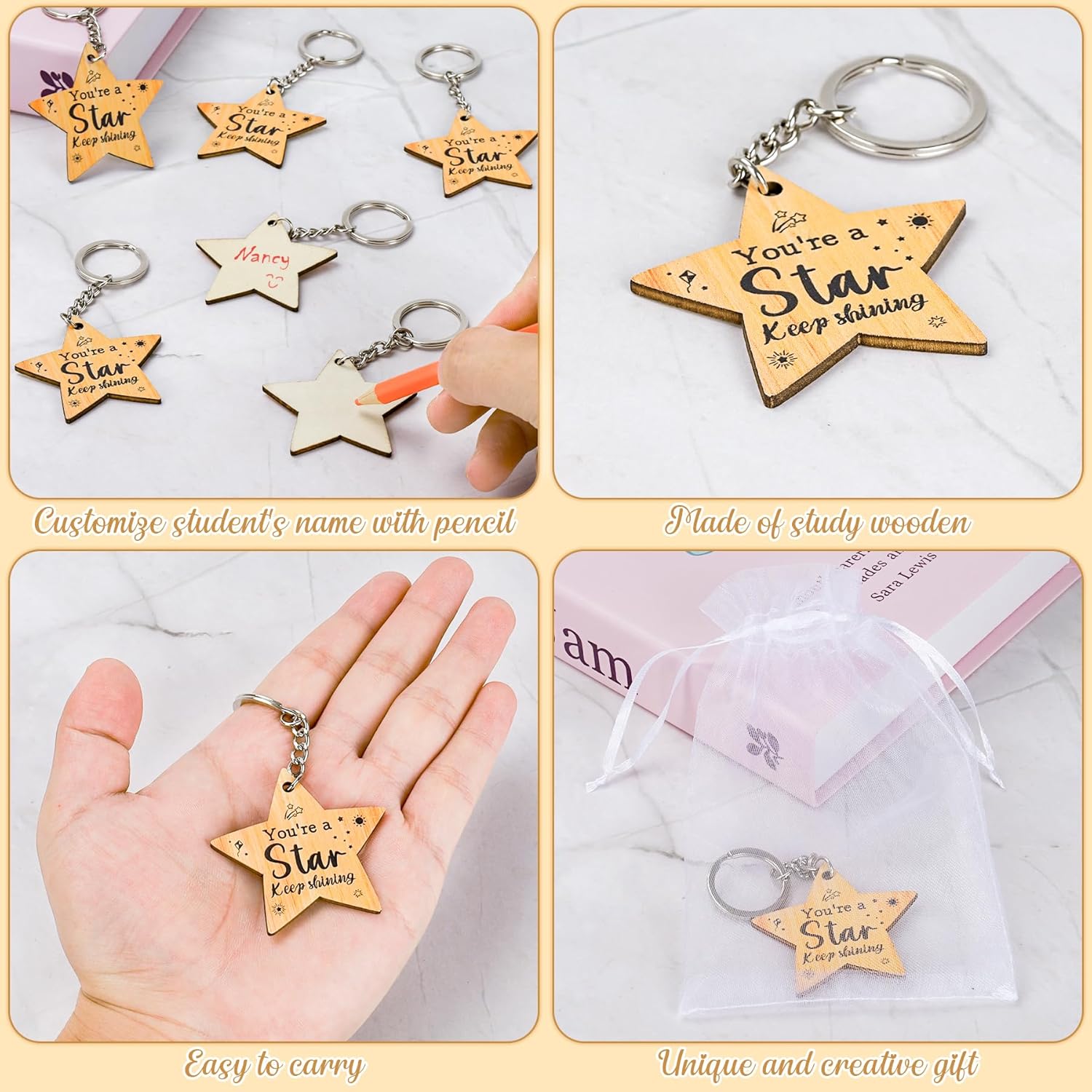 Thumbnail 2 de CSYY 24‑Piece Star Keyring Set: School Leaver Gifts for Pupils (Class of 2026)