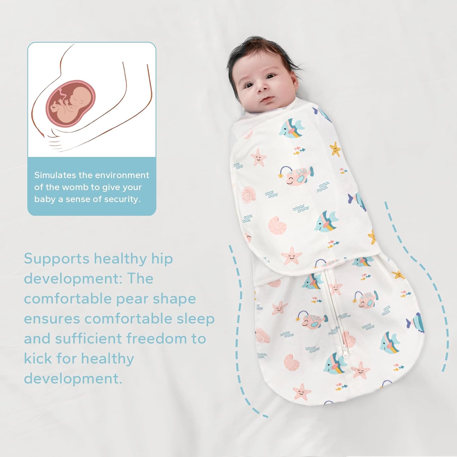 Thumbnail 2 de SIMYJOY Baby Schlafsack Neugeborene – 3‑in‑1 Pucksack aus 100% Baumwolle, verstellbar (0–6 M / 6–12 M)