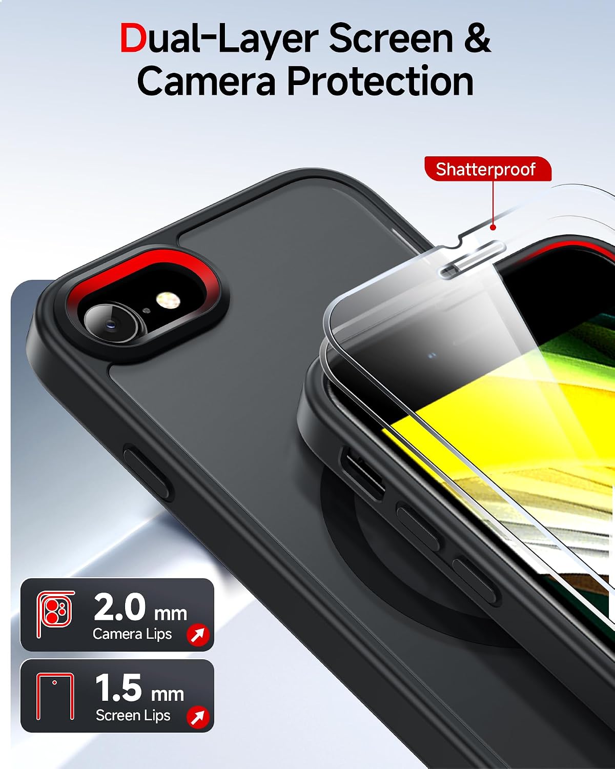 Detalle 2 de LeYi iPhone SE case with screen protectors 2x