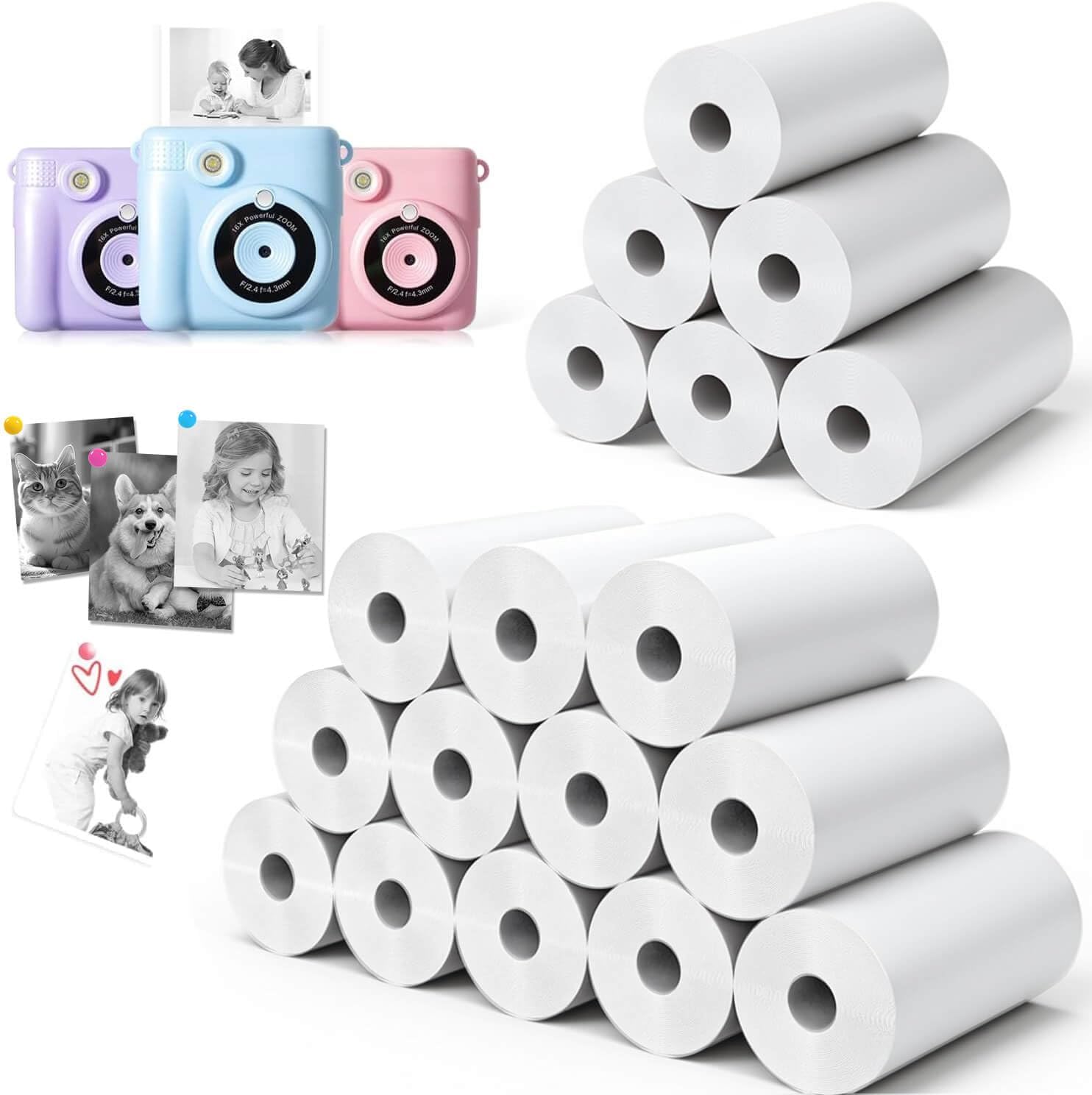 QUASON 18 Rollen Kinderkamera-Papierrolle – BPA-freies Thermodruckpapier für Kinderfotografie