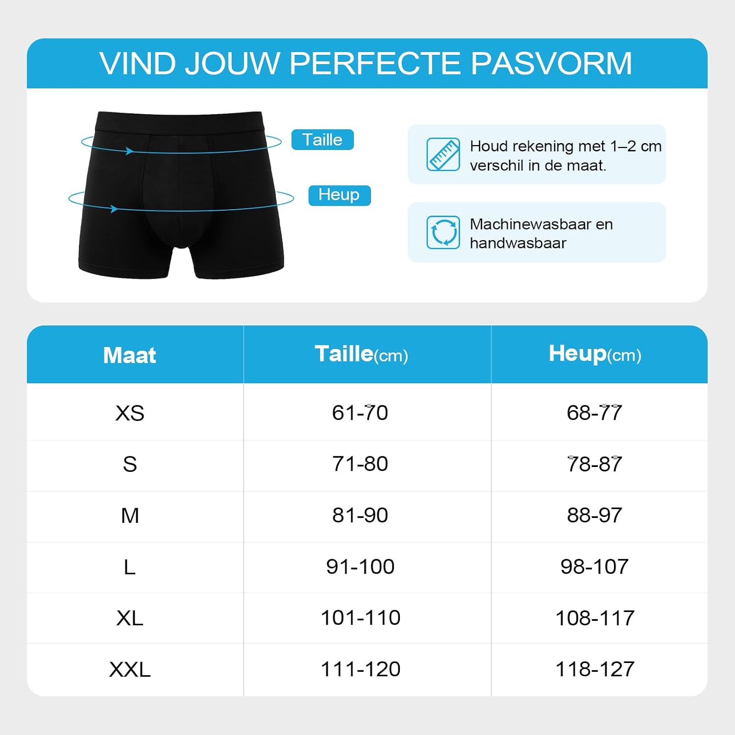 Detalle de LOFIR LON1249-M-P-MX3P-2XL heren-incontinentieboxers van katoen, 150 ml, 3-pack