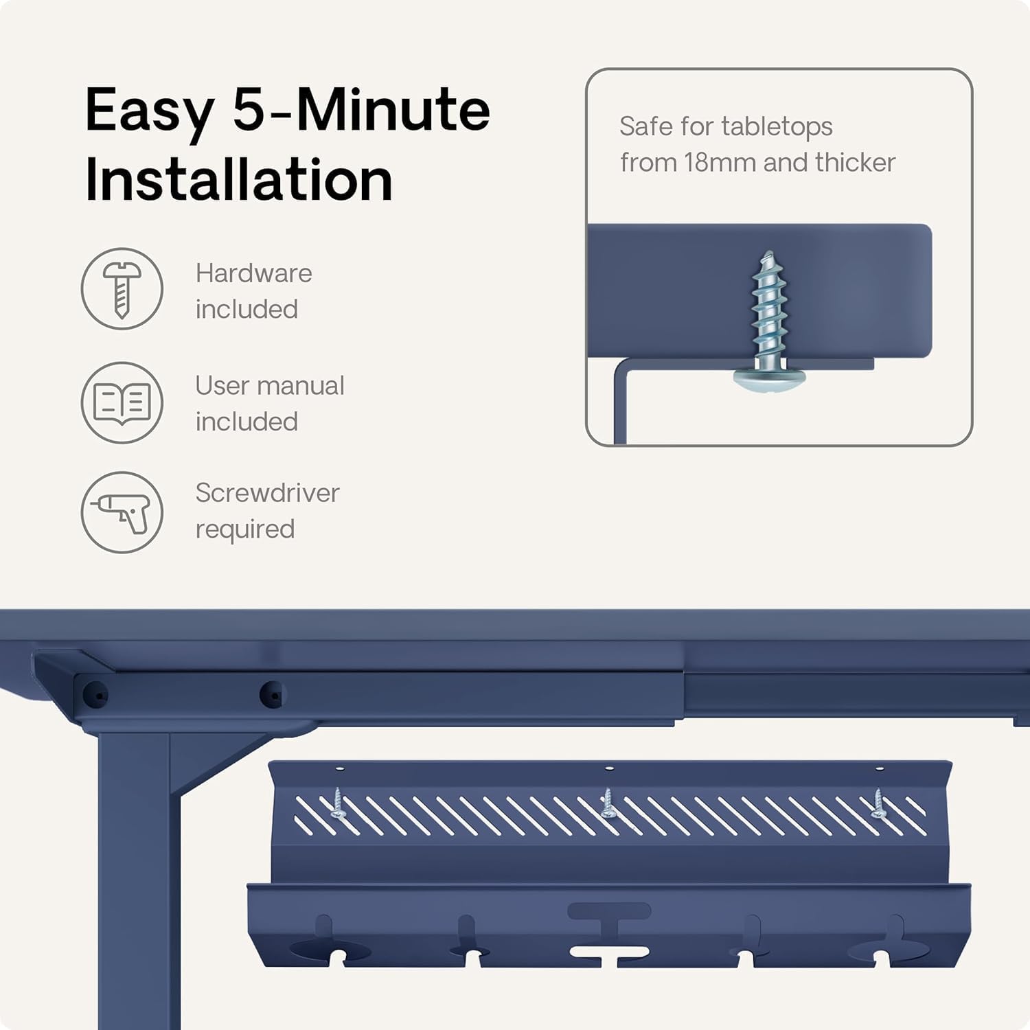 Thumbnail 6 de Desktronic Canalina Passacavi Blu Scuro 2 pz – Canaline in acciaio inox con 5 uscite, installazione rapida sotto scrivania