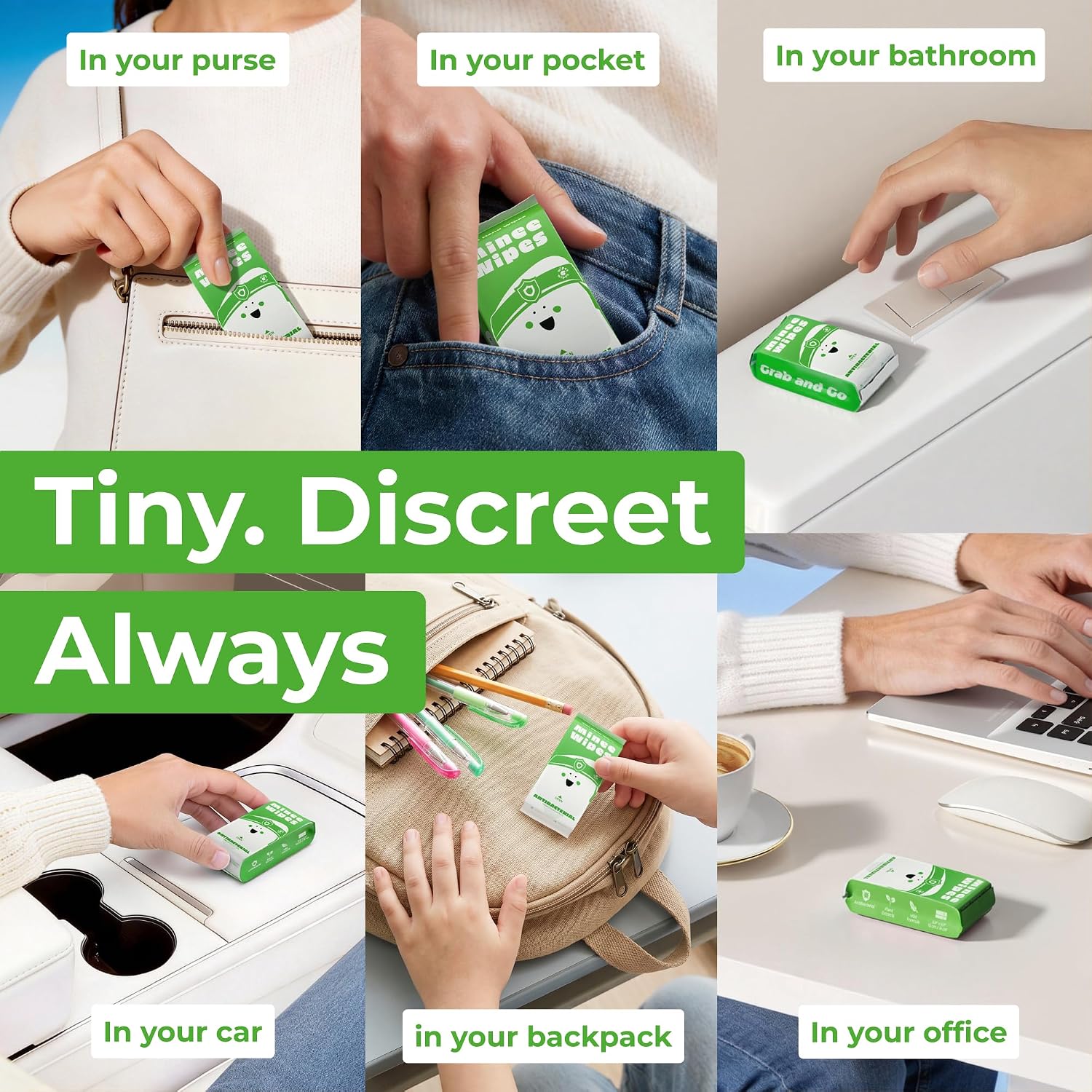 Thumbnail 4 de Impossibly Compact Travel Antibacterial Wipes Hand Sanitizer – 60 Wipes in 10 Pack