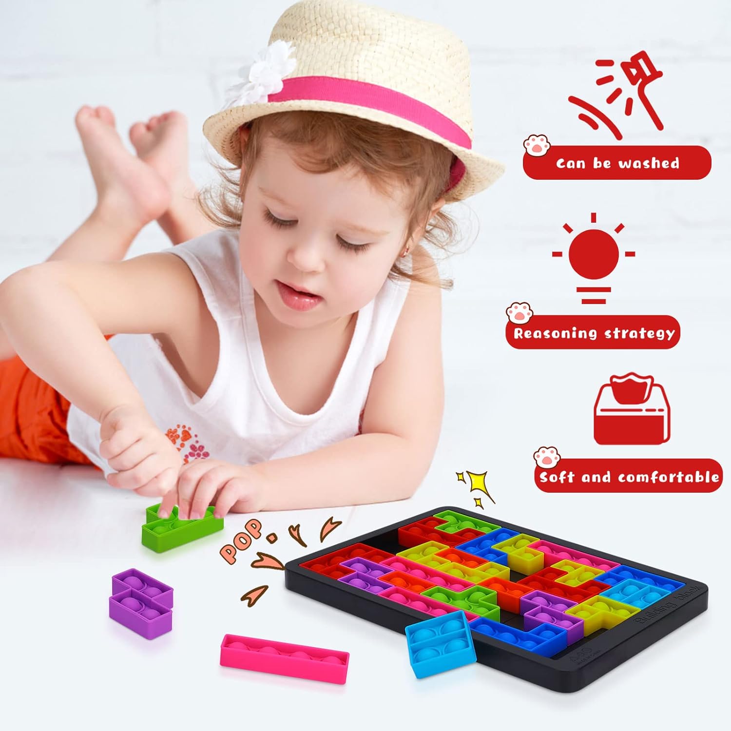 Thumbnail 3 de Silicone Sensory Fidget Toys Pop It Puzzle (Anti-stress & Relax) for Kids & Adults