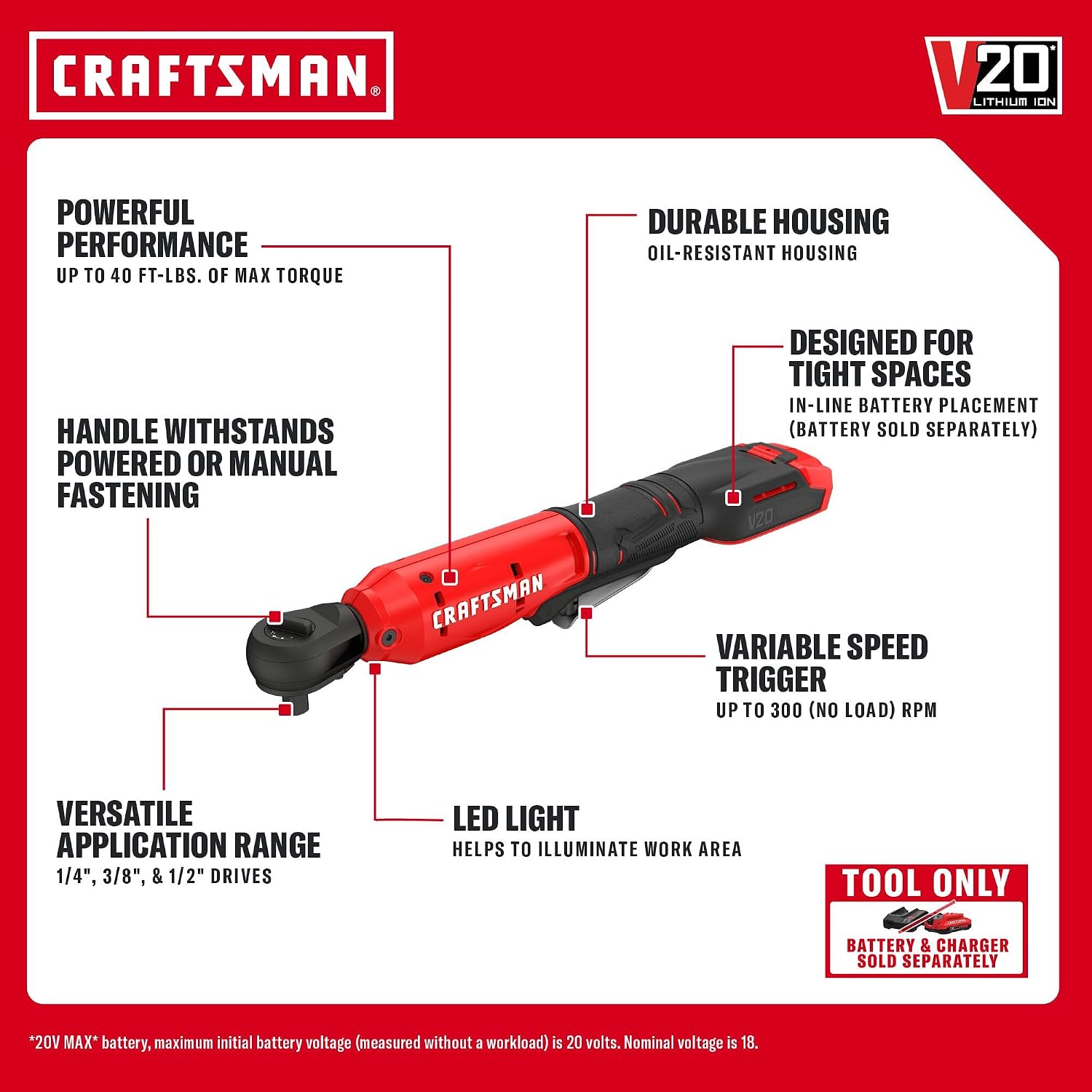 Detalle 2 de Craftsman Cordless Ratchet Wrench 3/8-Inch