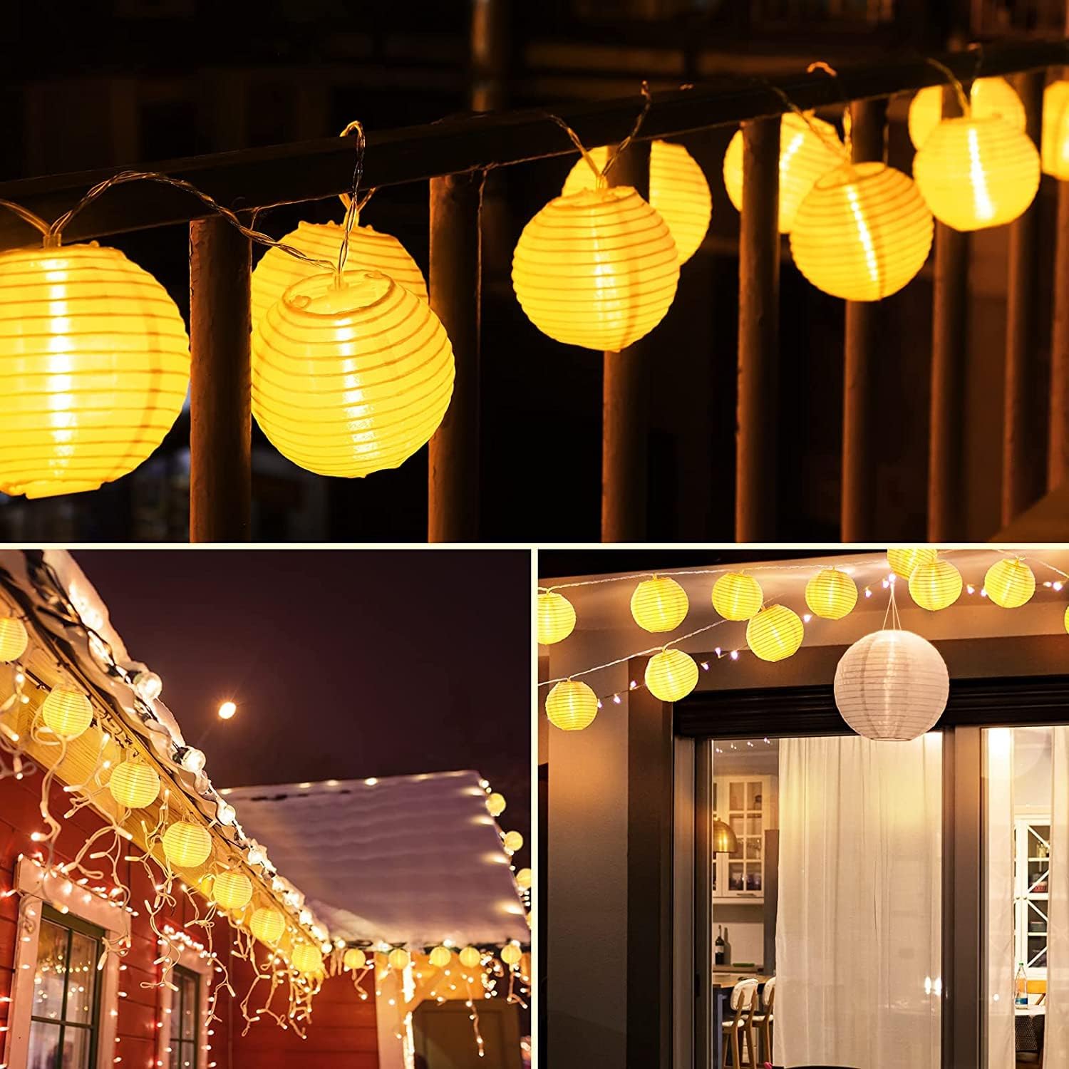 Thumbnail 6 de LED Lampions Lichterkette Außen Strom – 10 m, 50 LED Lampions, 8 Modi, Fernbedienung, Memoryfunktion, IP65
