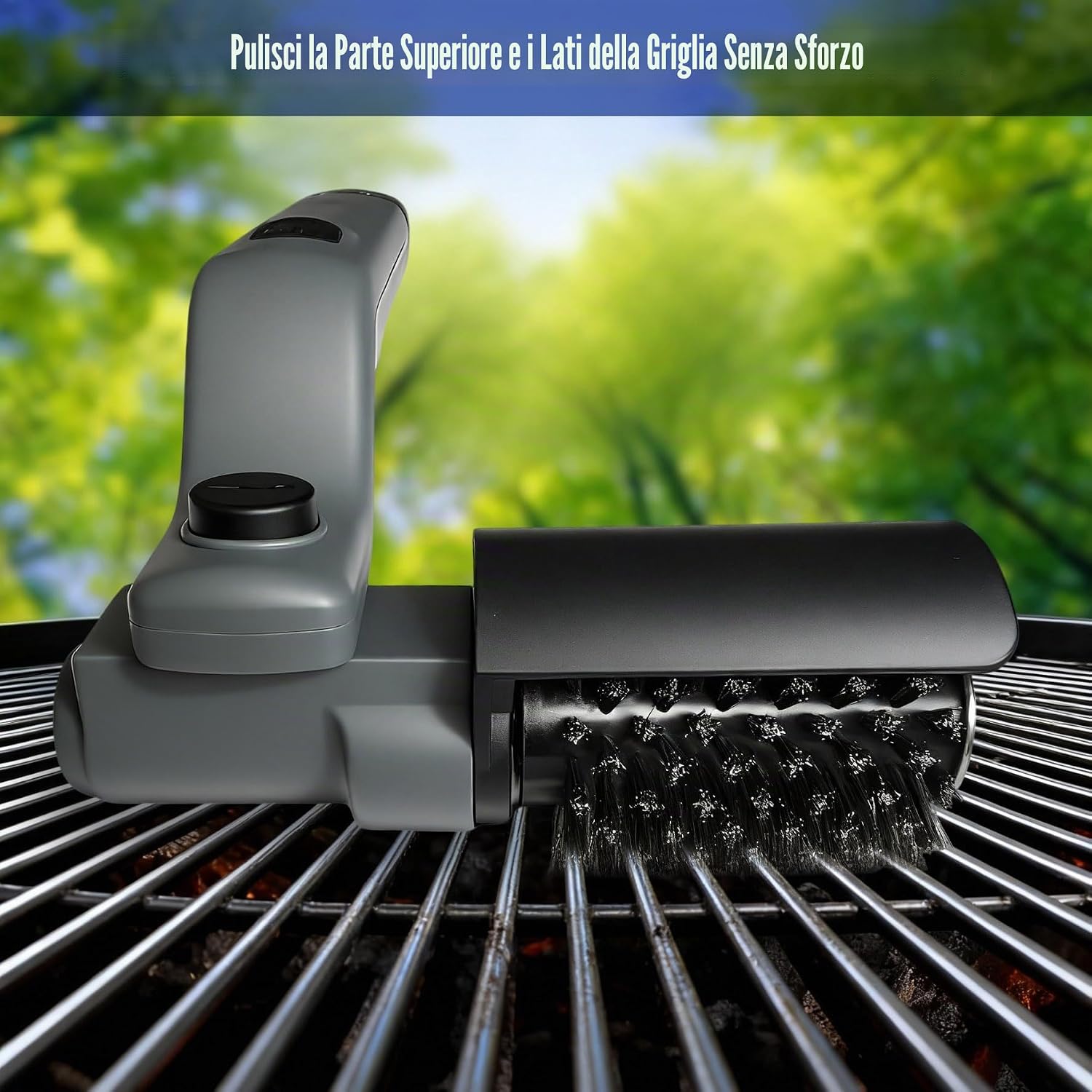Detalle de Spazzola elettrica per barbecue a batteria con testa regolabile a 180°