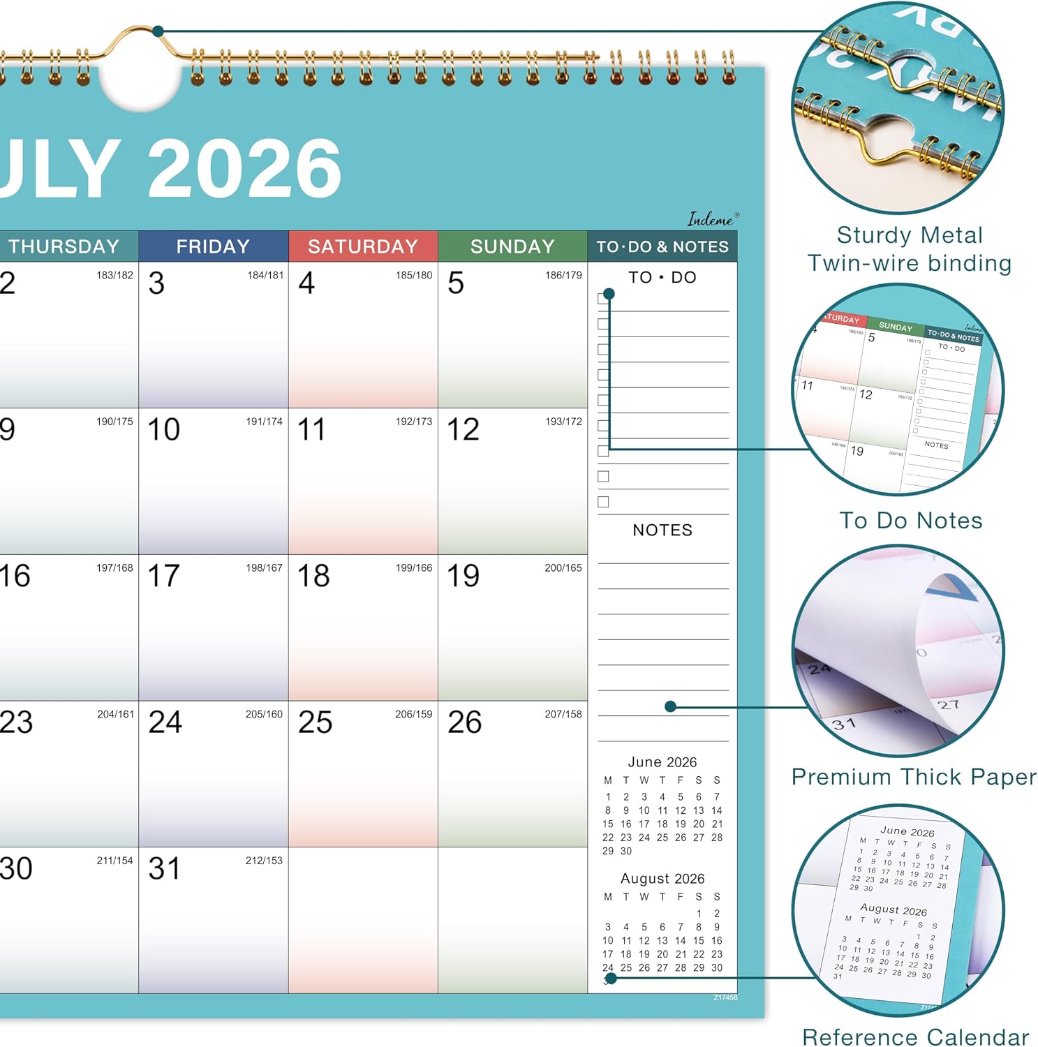 Thumbnail 2 de Calendar 2026 Wall Calendar with Twin-Wire Binding 📅