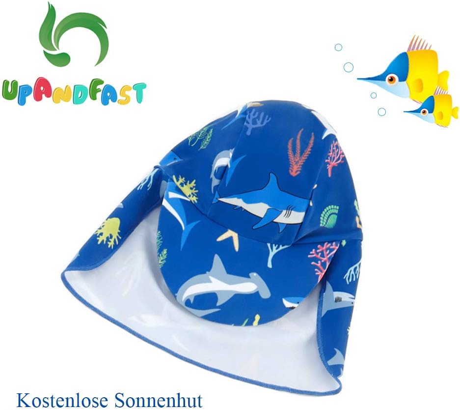 Thumbnail 3 de upandfast Baby Jungen Badeanzug mit Sonnenhut (UPF 50+, Reißverschluss) – einteilig für den Strandurlaub