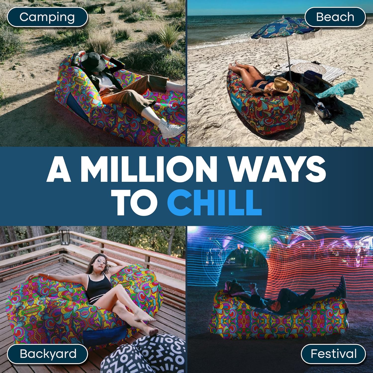 Thumbnail 2 de Chillbo Inflatable Couch — Unique Designs, No-Pump Setup, Ripstop Durability