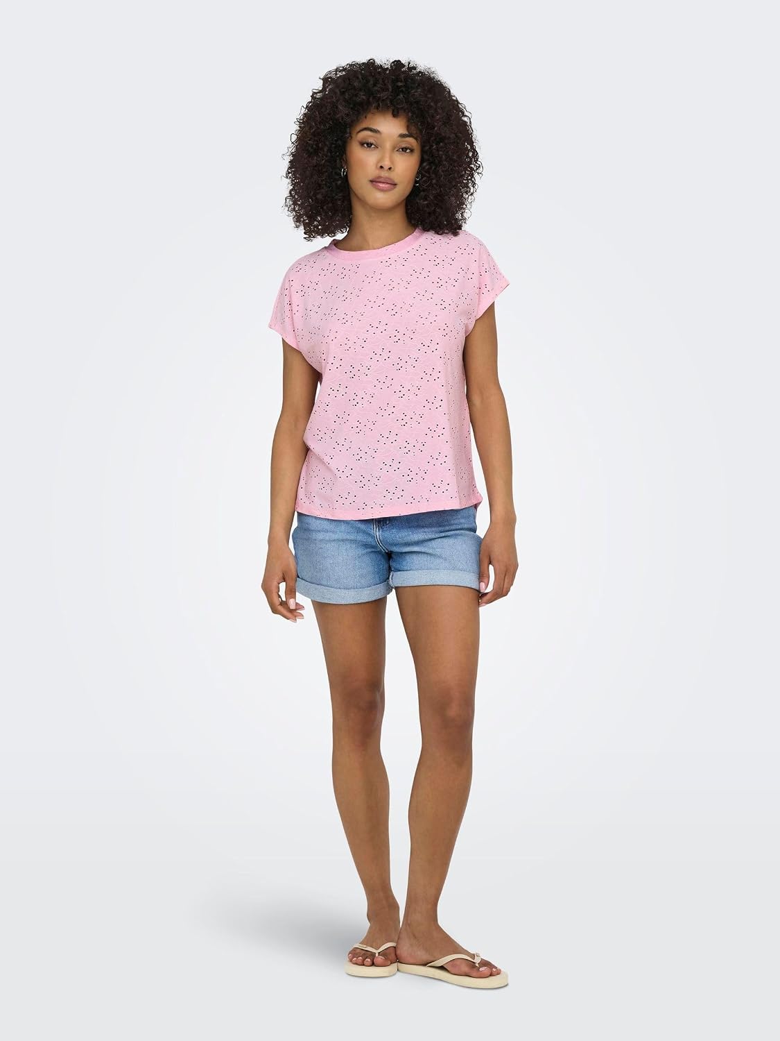 Detalle de ONLY Female Top ONLSMILLA Top – kurzes T-Shirt mit Spitzen-Detail