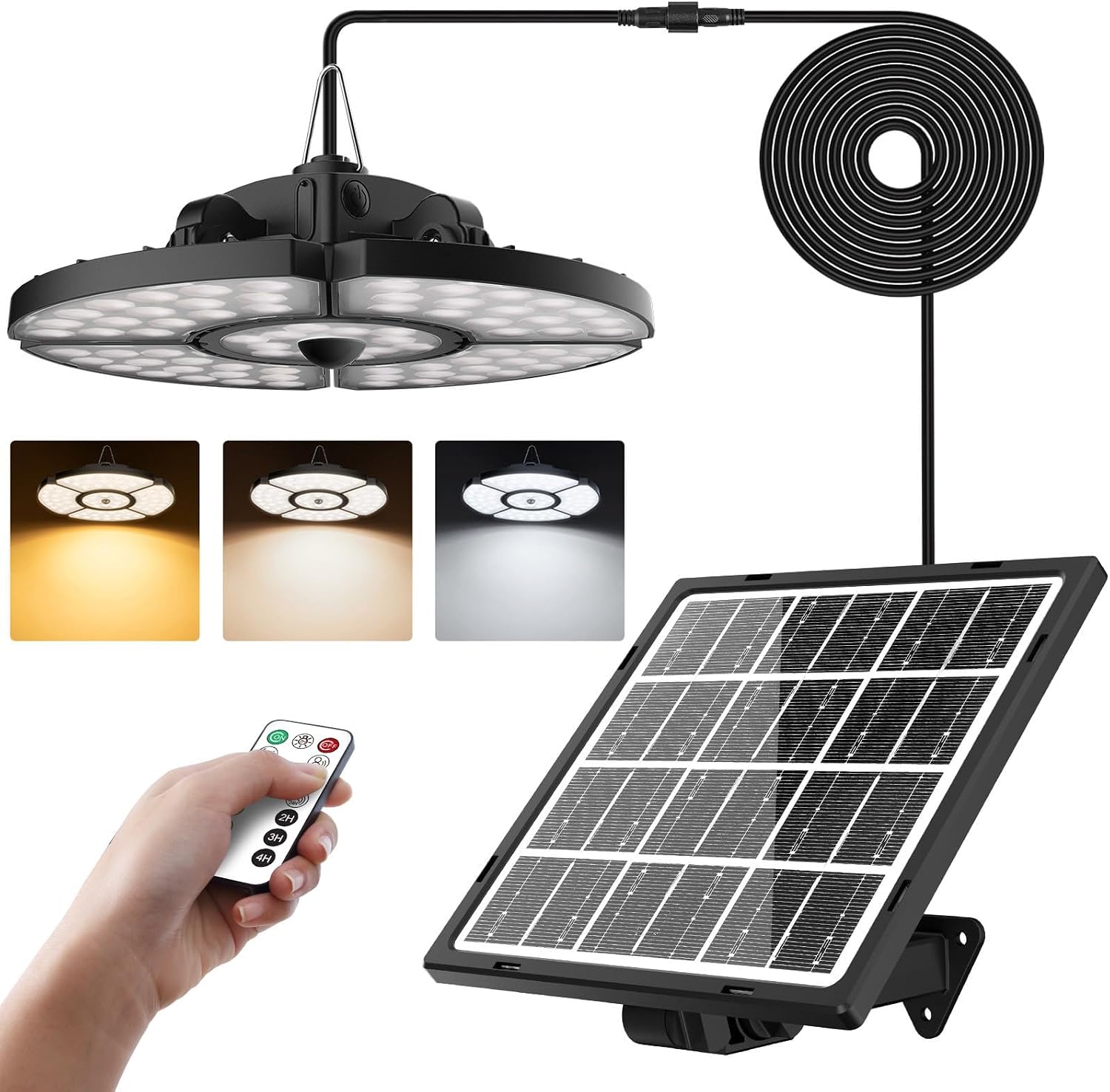 Detalle de CLV SL-TY01 solar hanglamp met 152 leds, 2500 lumen en afstandsbediening
