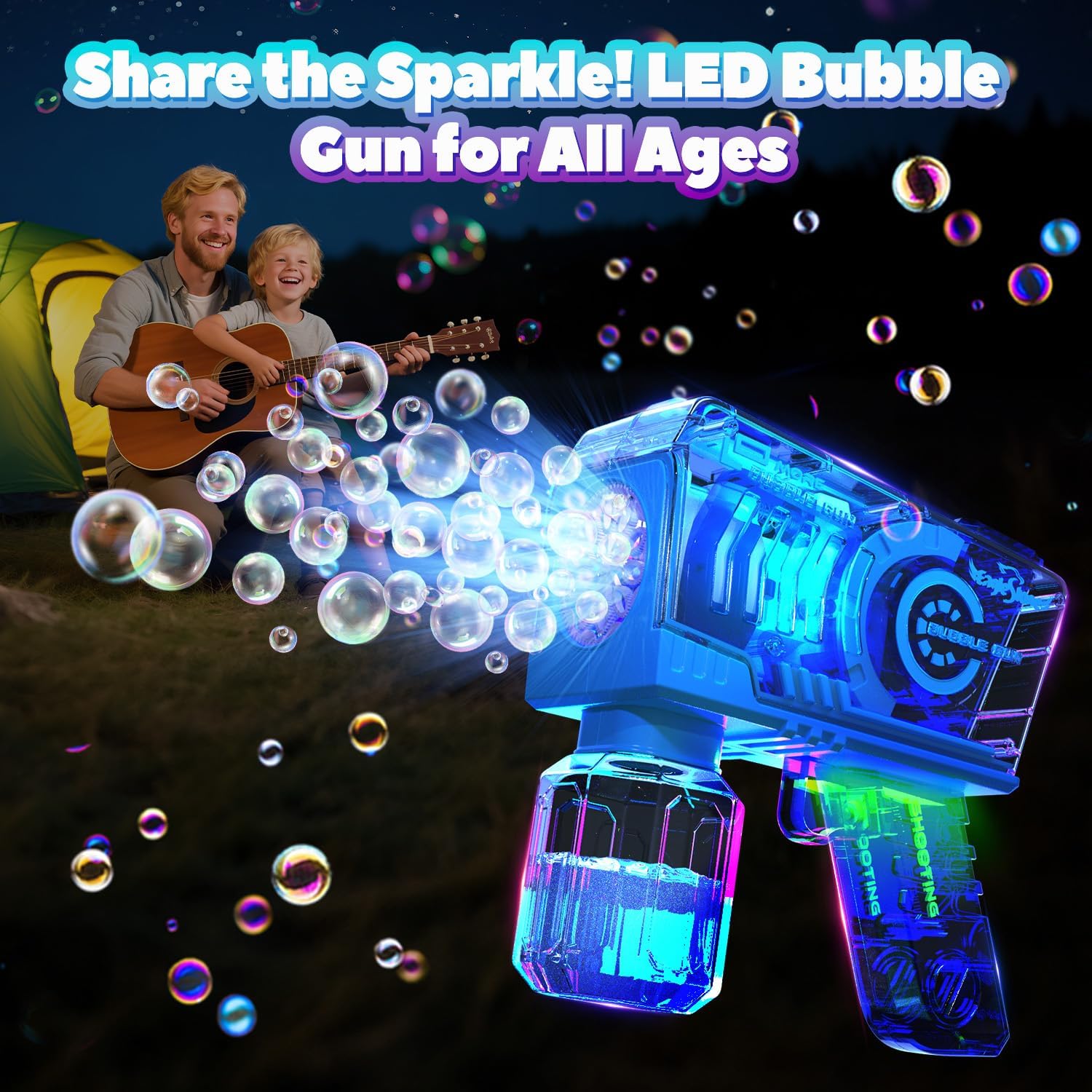 Thumbnail 2 de EagleStone Kids Bubble Gun 2 Pack with LED Lights and 10-Hole Blaster Wands