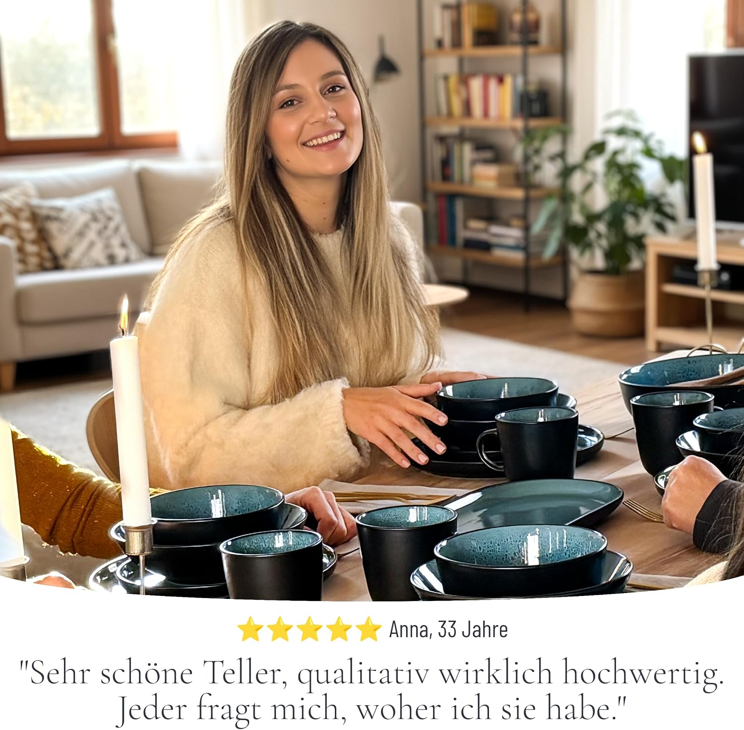 Detalle 2 de Pure Living Ibiza Steingut Geschirrset 24-tlg. für 6 Personen 🍽