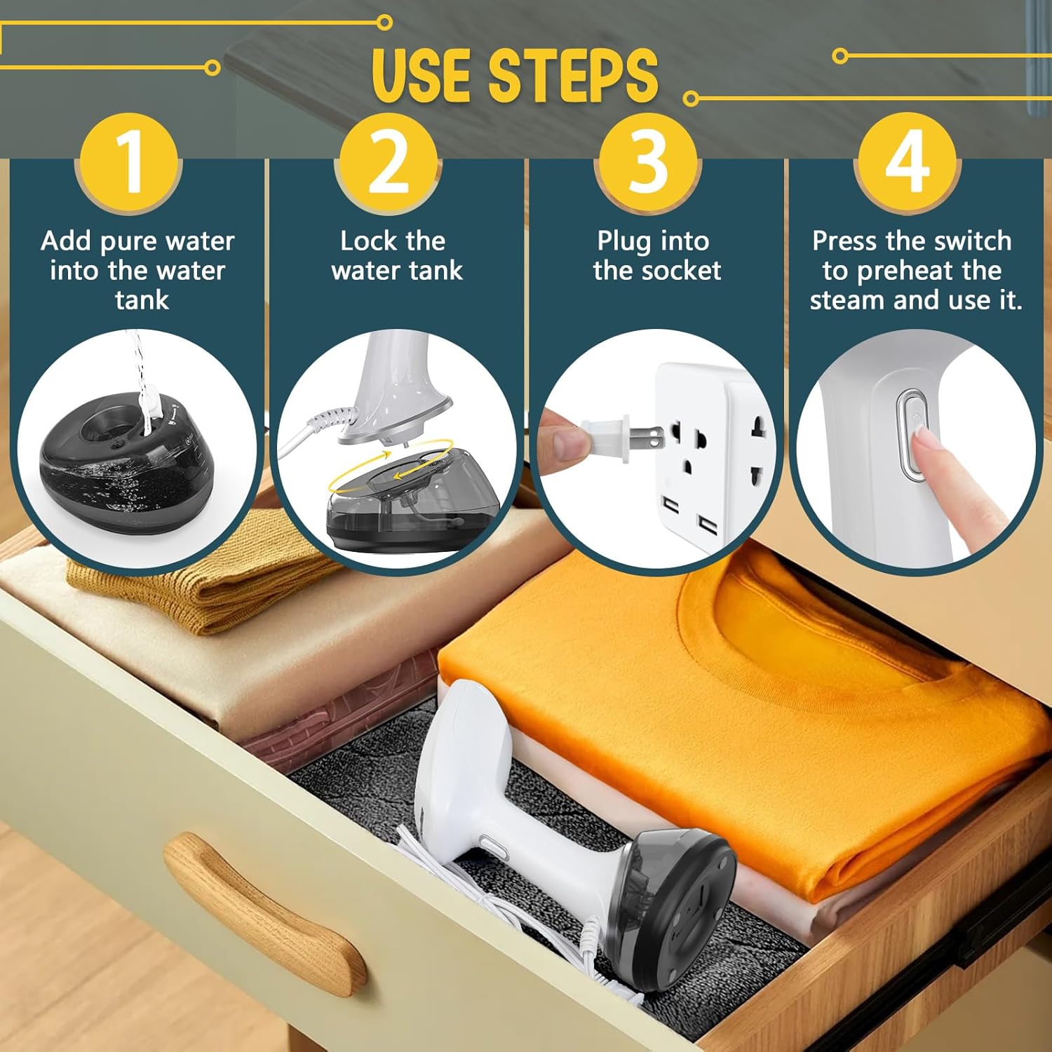 Thumbnail 6 de Rolipo handheld clothes steamer with 360ml water tank for fast wrinkle removal