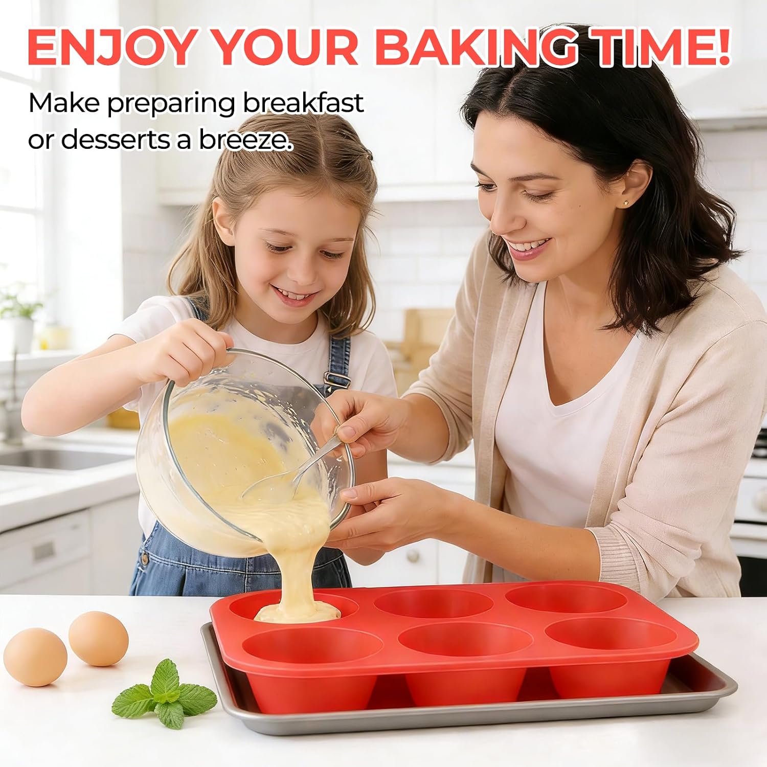 Detalle de CAKETIME 3875 Jumbo Silicone Muffin Pan, 6-Cup, 3.5-Inch