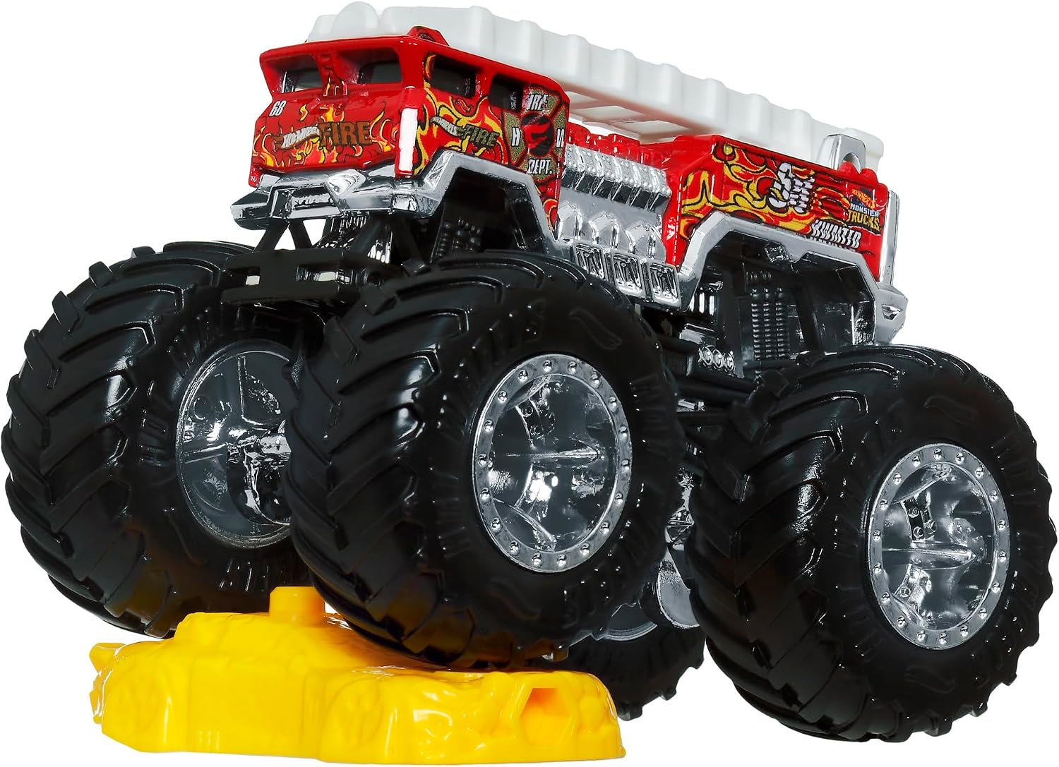 Detalle de ホットウィール JGR04 モンスタートラック ファイブ・アラーム 1:64 レッド、クラッシュ用ミニカー付き