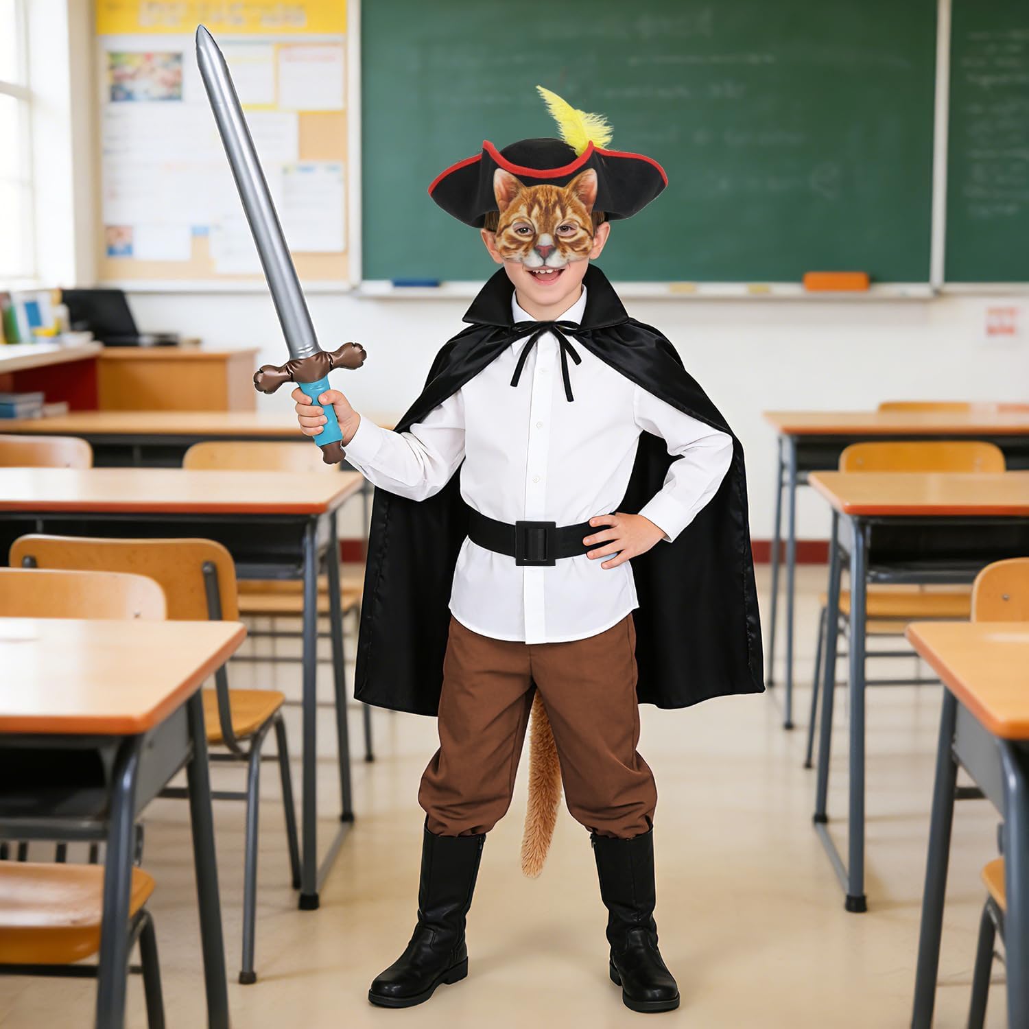 Thumbnail 4 de iZoeL Puss Costume Kids Cat Warrior with 86cm Cape