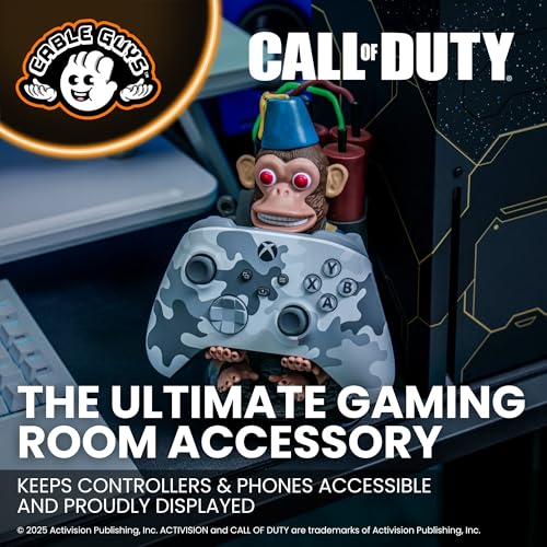 Detalle de Cableguys Call of Duty Monkey Bomb soporte para mando y móvil (figura con sujeción)
