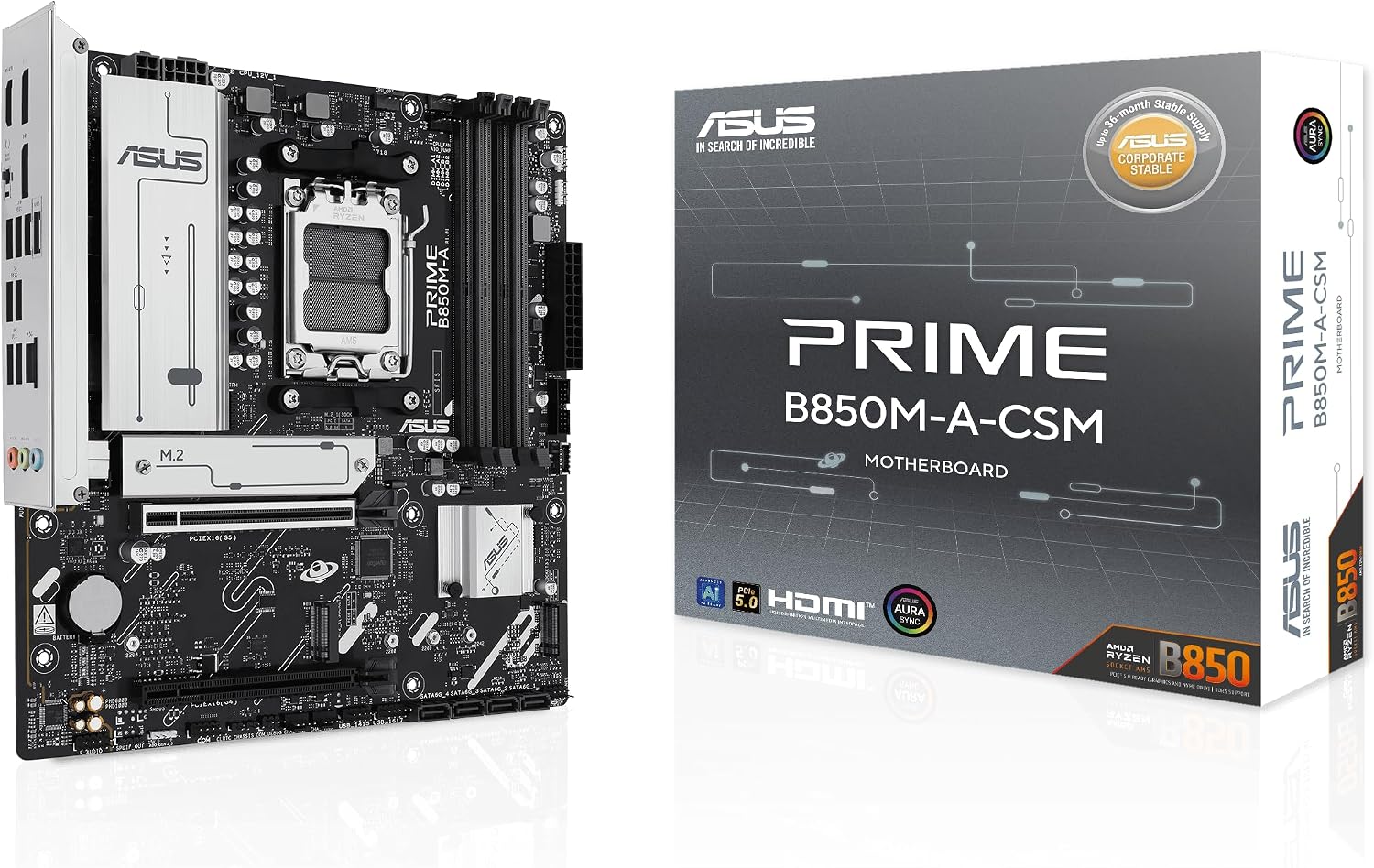 Detalle de ASUS PRIME B850M-A-CSM マザーボード AM5・DDR5対応、B850搭載 Micro ATX