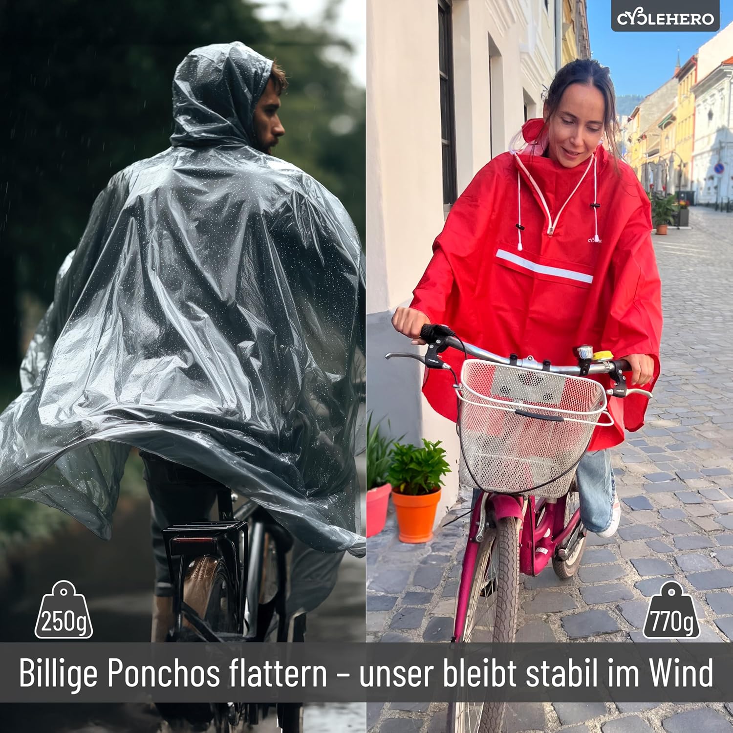 Thumbnail 3 de CYCLEHERO Regenponcho Fahrrad – extra wasserdicht, robust & sichtbar
