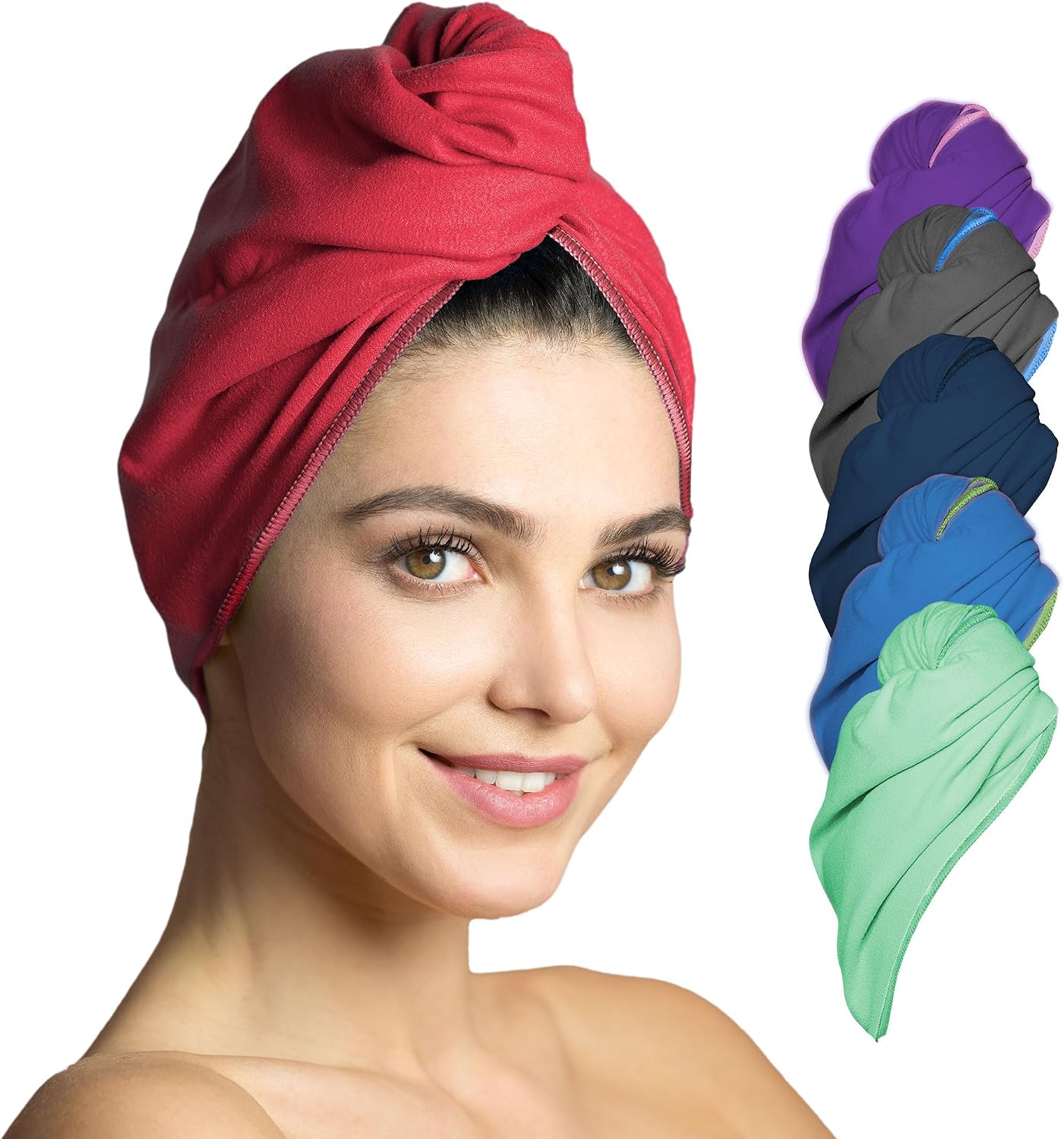 Detalle de Fit-Flip Turban Cheveux Microfibre Corail – Serviette sèche-cheveux rapide et douce