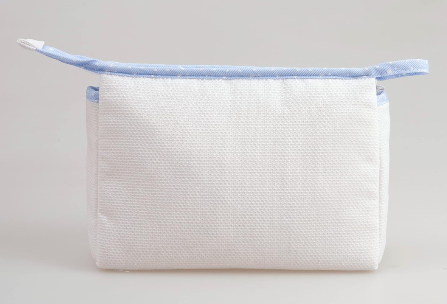 Thumbnail 2 de Filet - Trousse da viaggio in cotone con interno impermeabile e ricamabile all'esterno (24x16x6 cm) in azzurro e bianco
