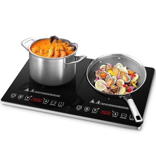 Detalle de AMZCHEF Plaque Induction 2 Feux – Tables de cuisson à Induction avec Contrôle Indépendant, 3500 W
