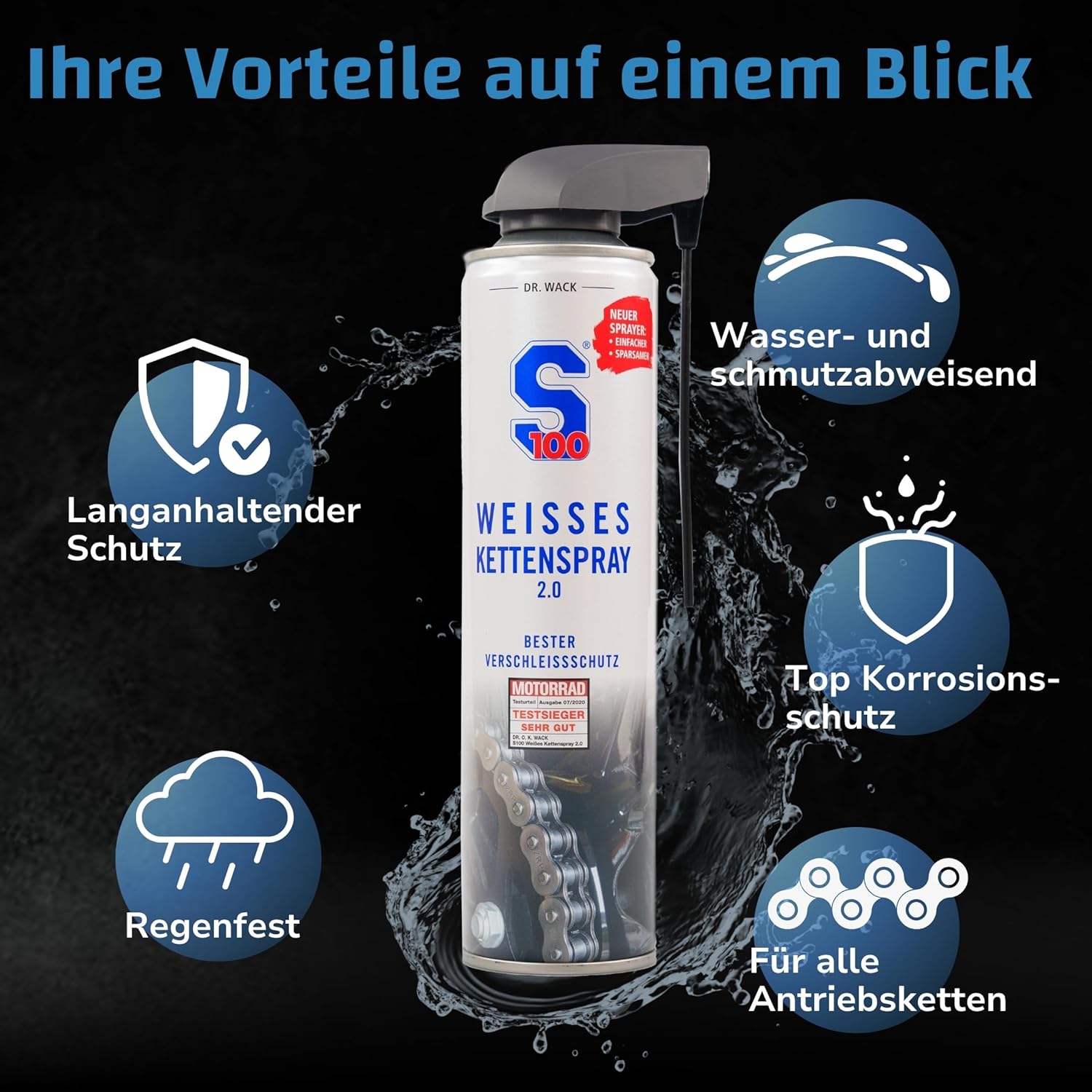 Thumbnail 4 de DR. WACK Weißes Kettenspray Motorrad 400 ml – Schutz vor Verschleiß und Korrosion