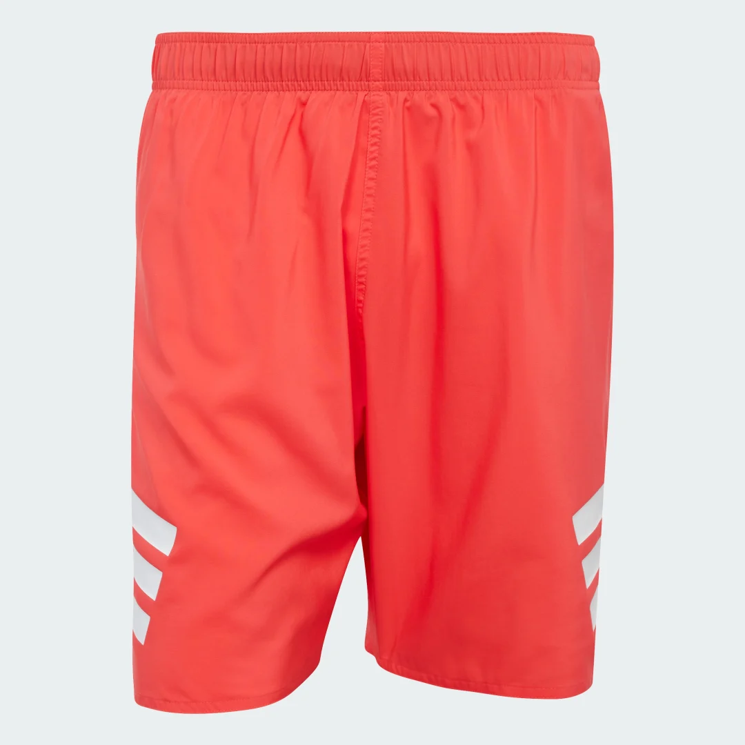 Detalle de Bañador 8-Inch 3 bandas de Adidas – Rojo