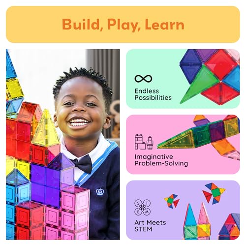 Thumbnail 8 de PicassoTiles 100 Piece Magnetic Tiles: Clear 3D Building Blocks for Kids 3+