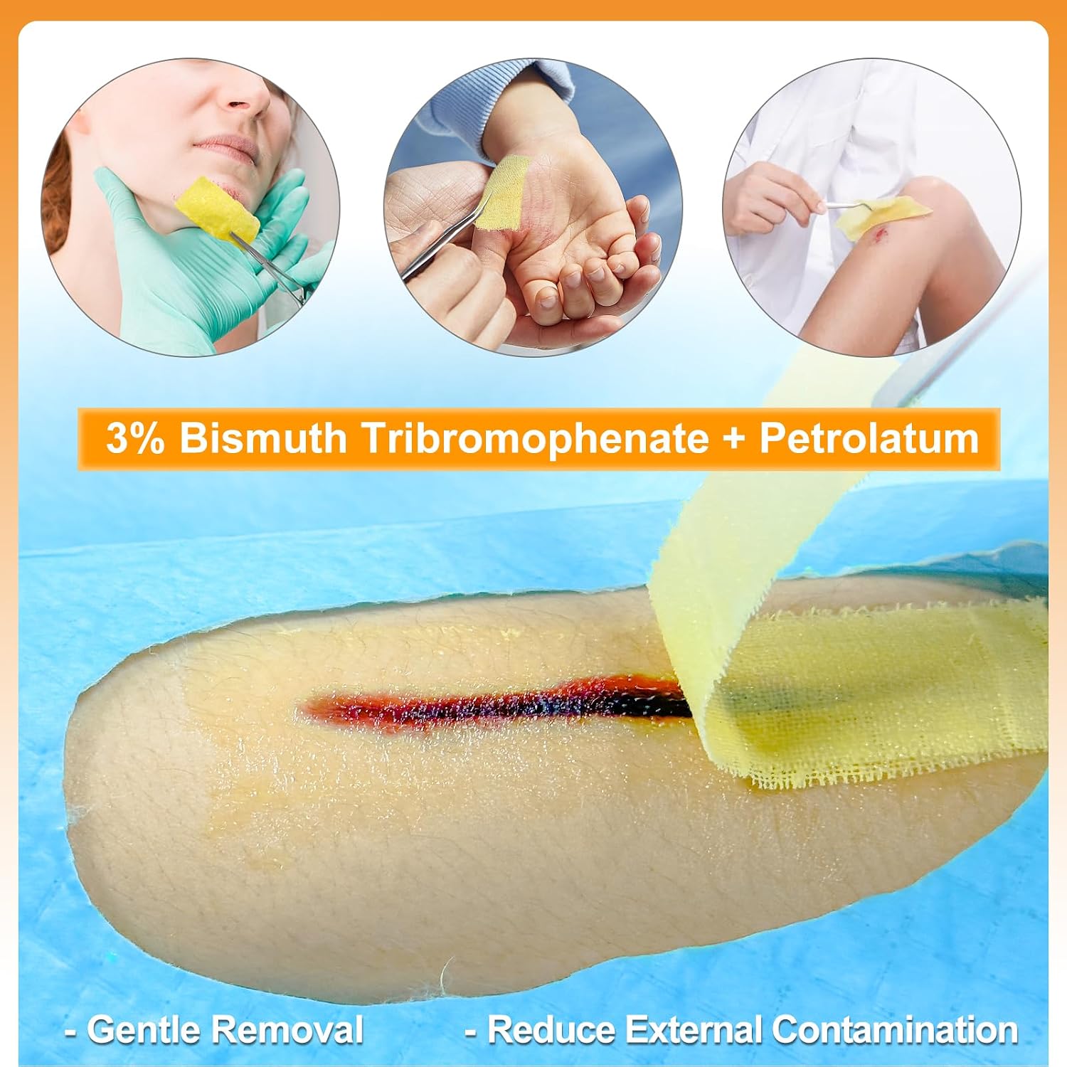 Detalle de CARBOU CXPD-1*8-50pcs Xeroform Petrolatum Dressing, 1" x 8", 50 Pack