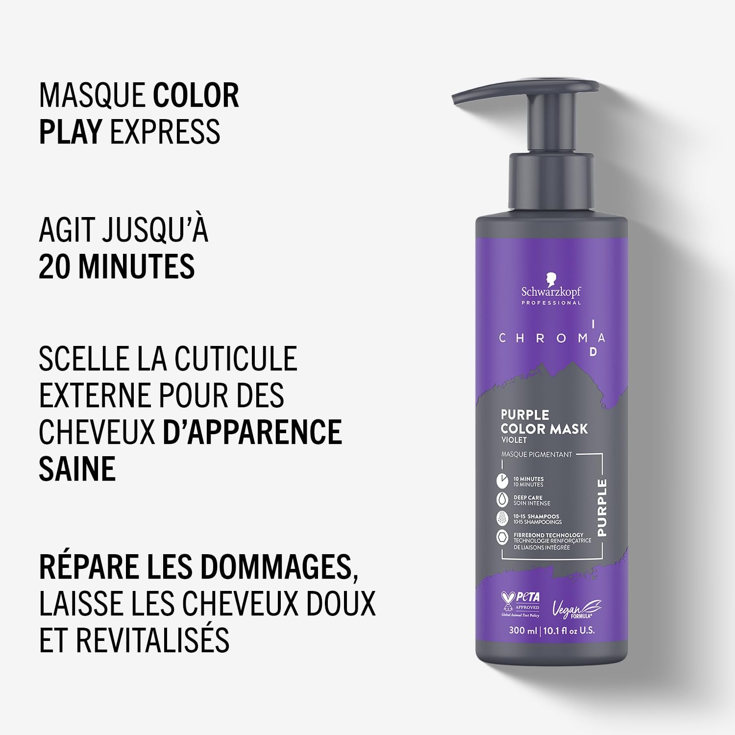 Detalle de Schwarzkopf Professional CHROMA ID Masque de Couleur Semi-Permanent Pourpre 300 ml — Soin tonifiant et revitalisant