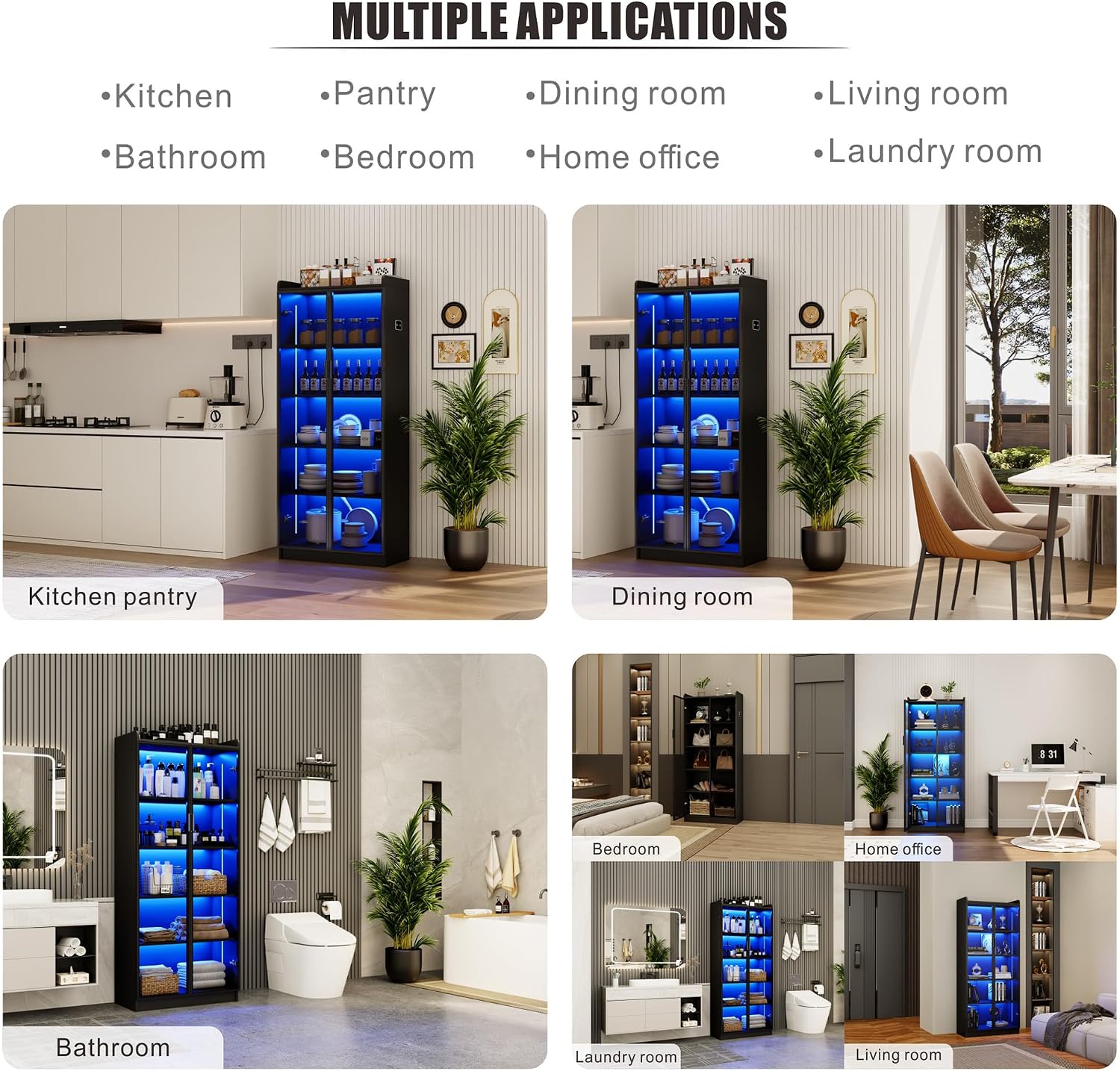 Detalle 2 de Dystler LY-97009 5-Tier Display Cabinet with Smoked Acrylic Doors and Sensor LED Lighting