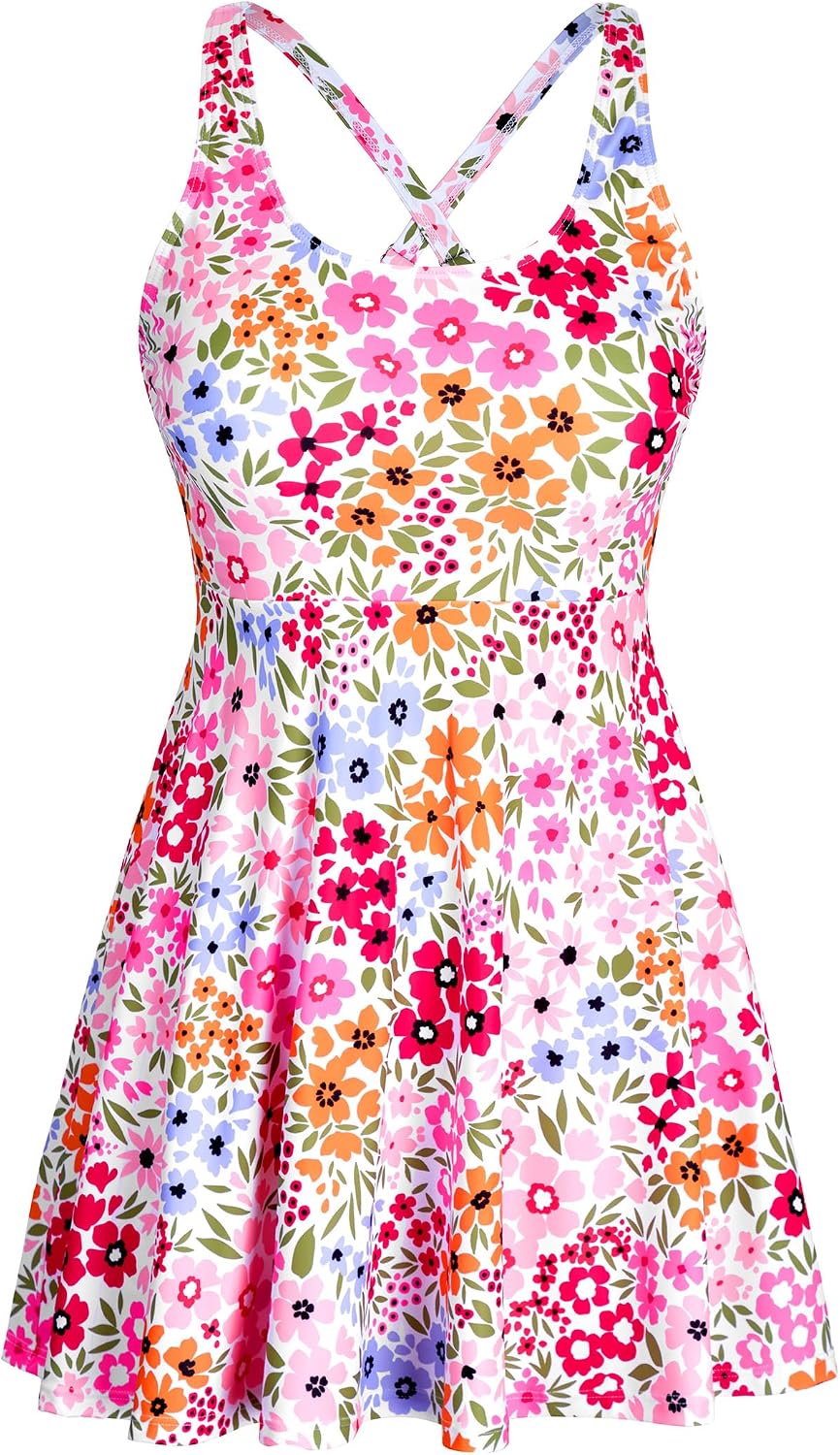 Detalle de HUSKARY One Piece Swimsuit Women Tummy Control Swim Dress – Flattering, Secure, All-Day Comfort