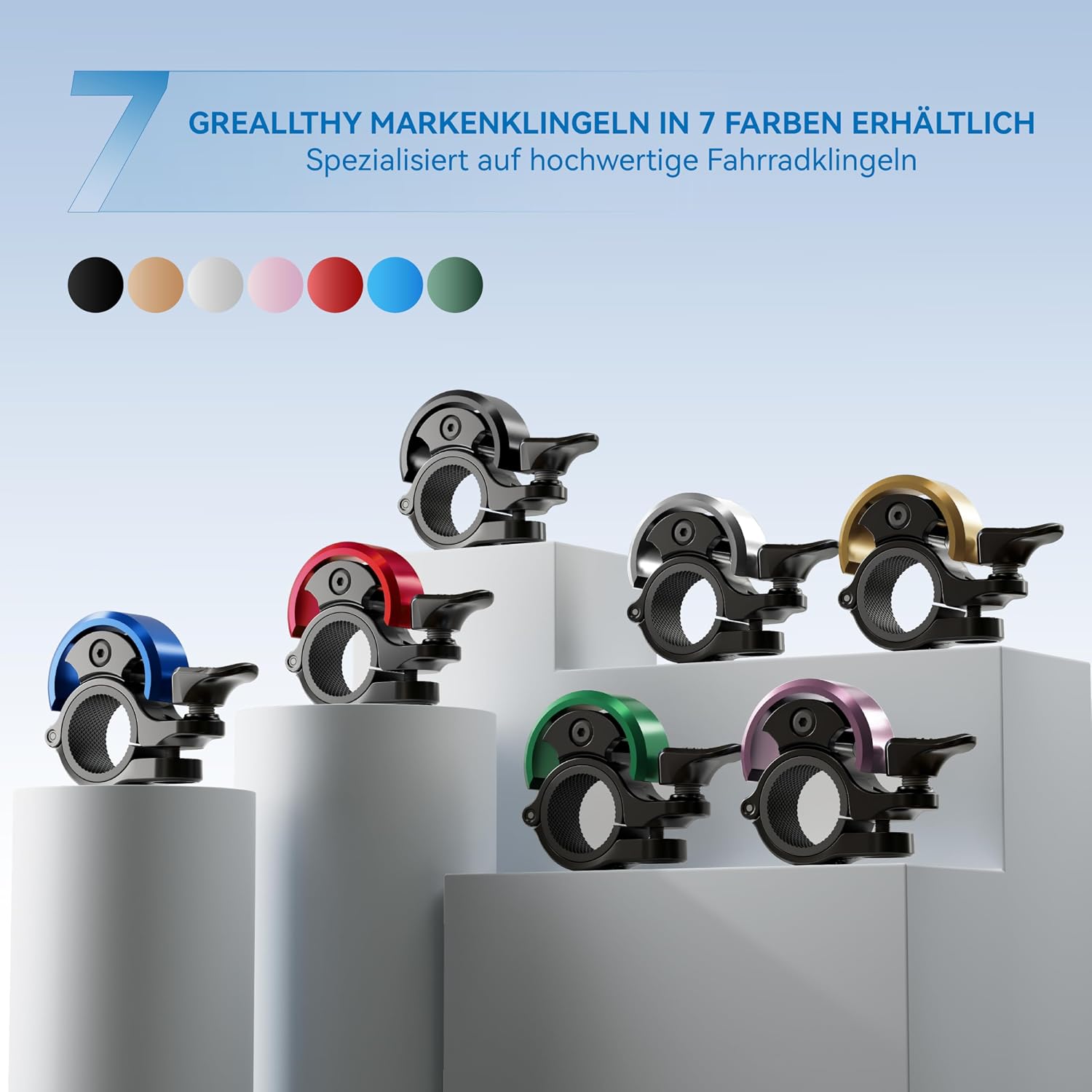 Thumbnail 2 de Greallthy Fahrradklingel – kompatibel Ø 19–25,4 mm, extrem laut und robust