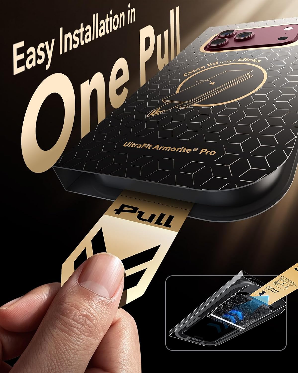 Detalle 2 de ESR Armorite Pro iPhone 18 Pro Max Privacy Screen Protector, 3-Pack