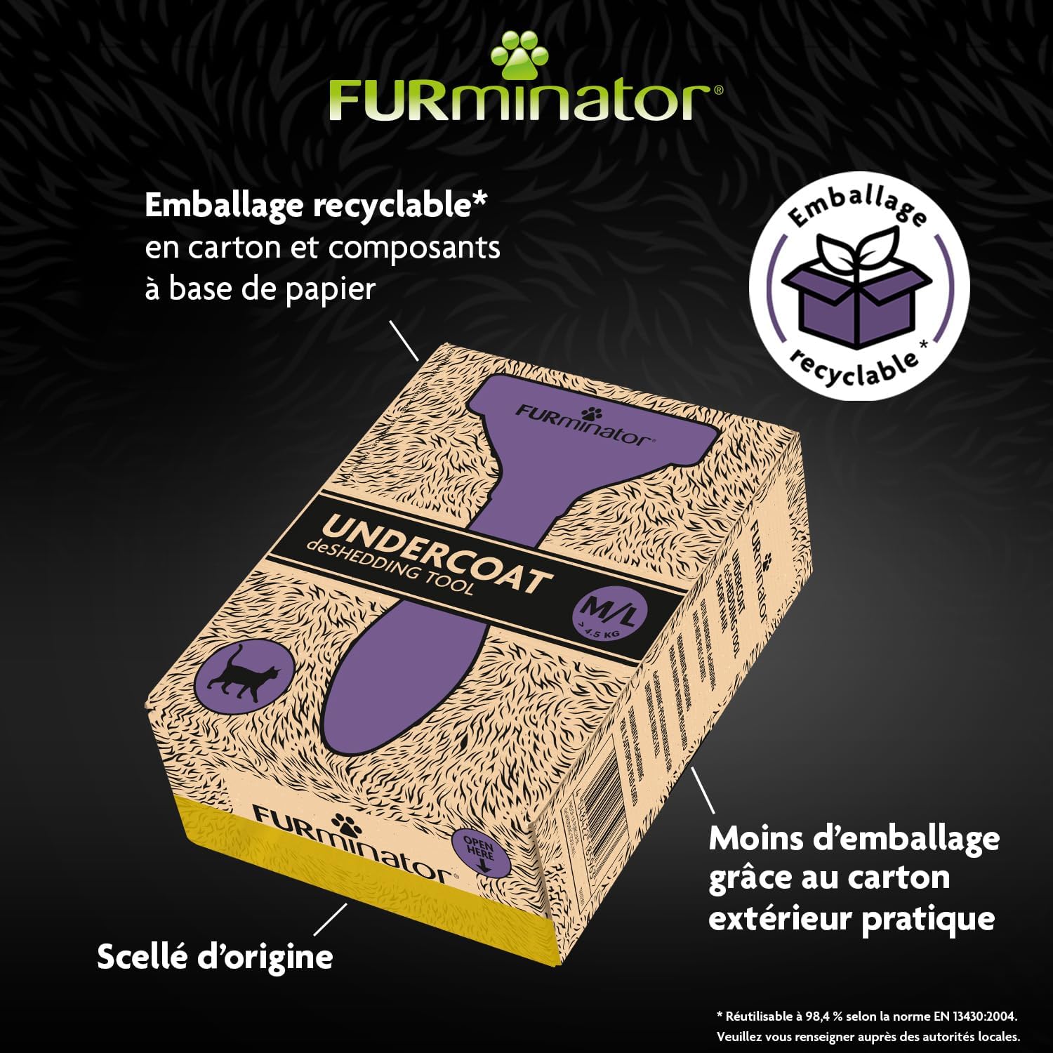 Thumbnail 6 de FURMINATOR Outil de Toilettage pour Chat à Poils Courts — TMassive M/L, Poils Morts Éliminés 90 %, Manche Ergonomique, Nettoyage en 1 clic