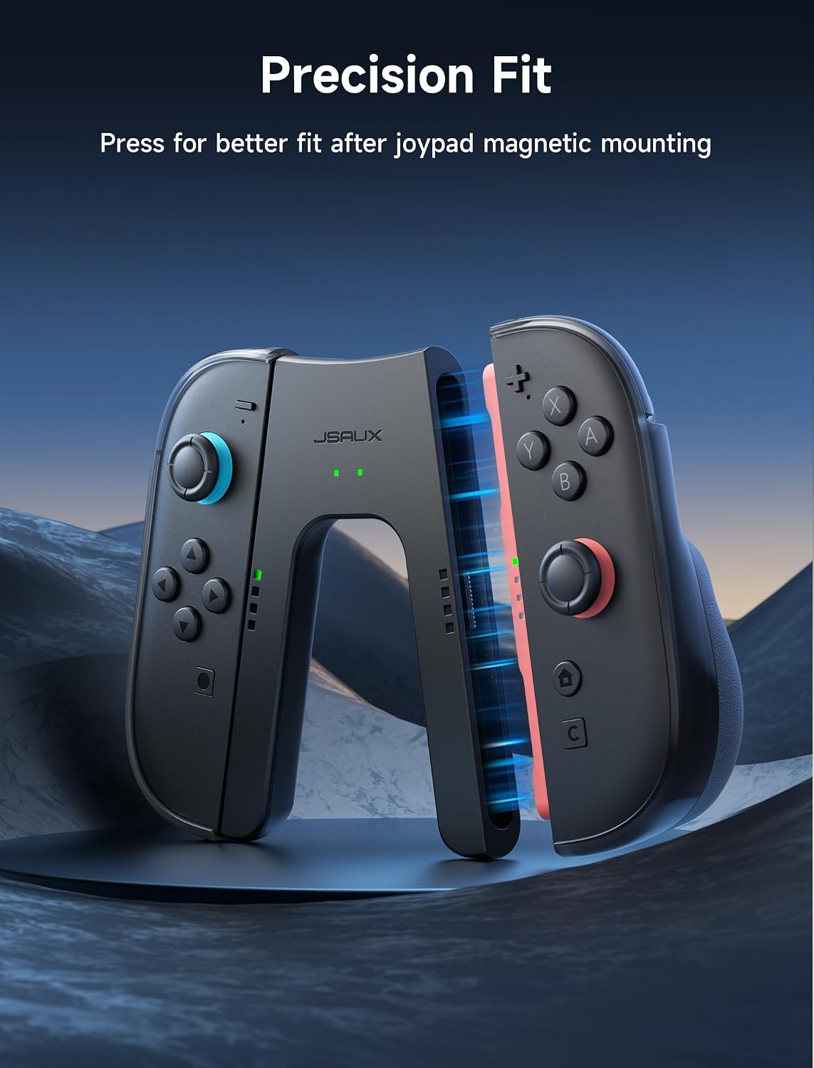 Thumbnail 6 de JSAUX ergonomischer Switch 2 Ladegriff mit Magnet-Snap-on, LED-Anzeige und 1,5-m-Kabel – für Laden beim Spielen