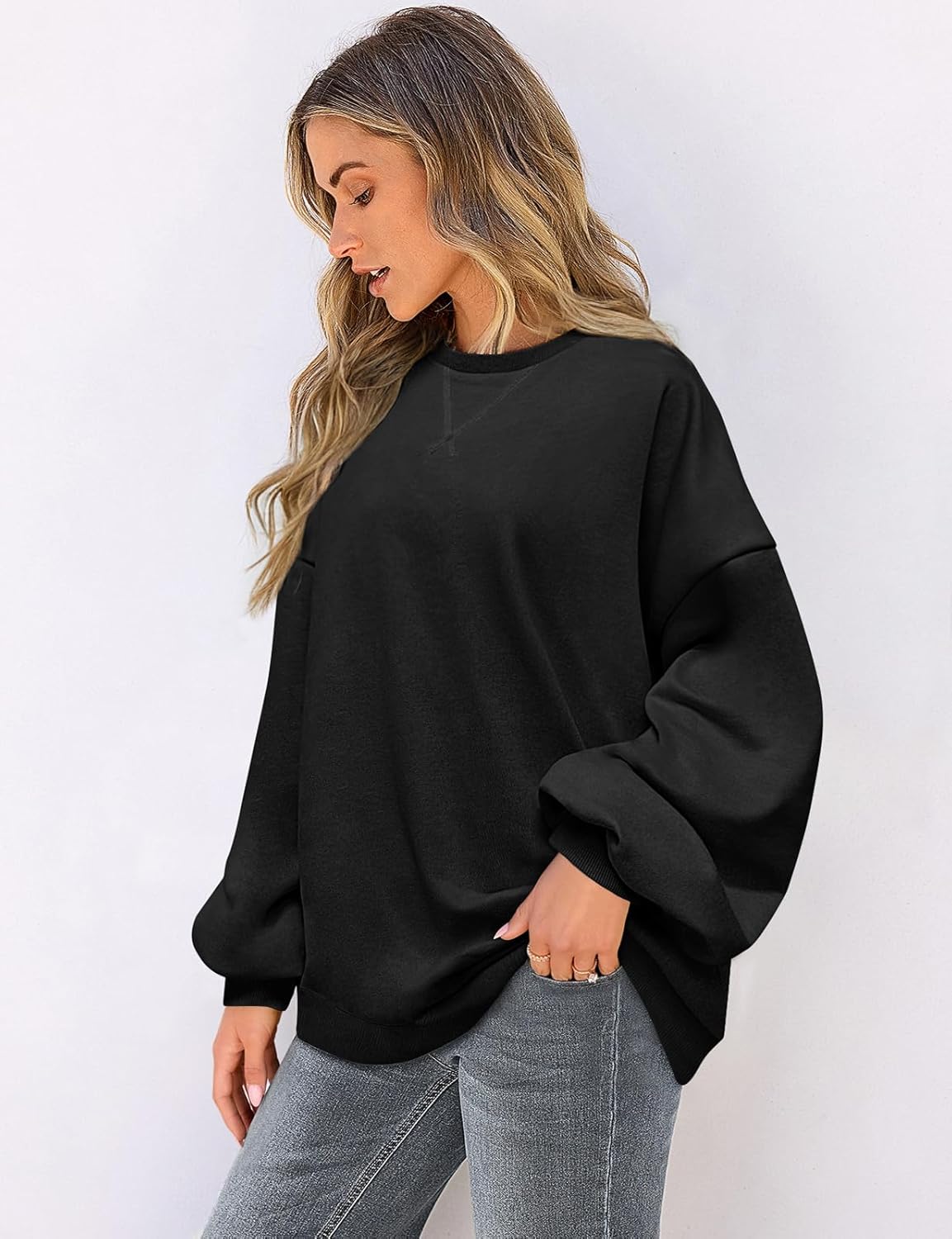 Thumbnail 2 de UEU Women Oversized Striped Crewneck Sweatshirt