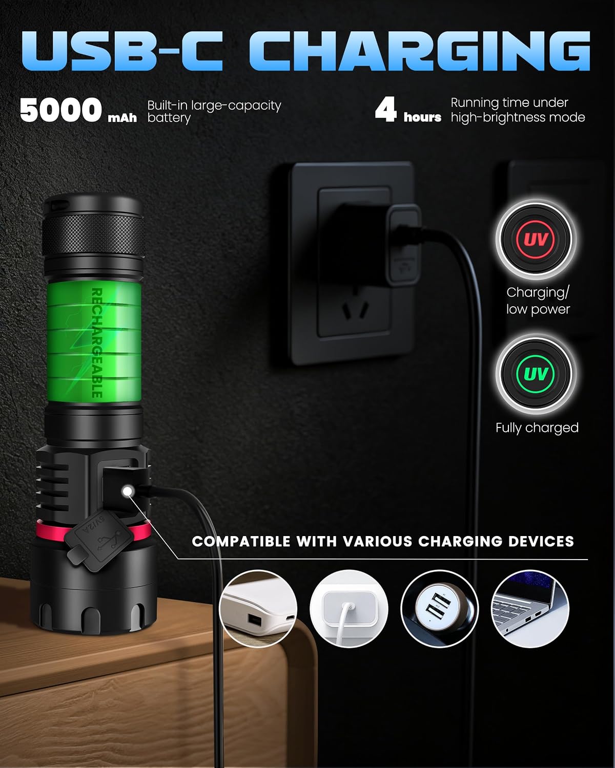 Thumbnail 5 de DARKBEAM Torcia UV 365nm 6x LED [4-core] – potenza, portabilità e versatilità per mineralogia e rilevamenti