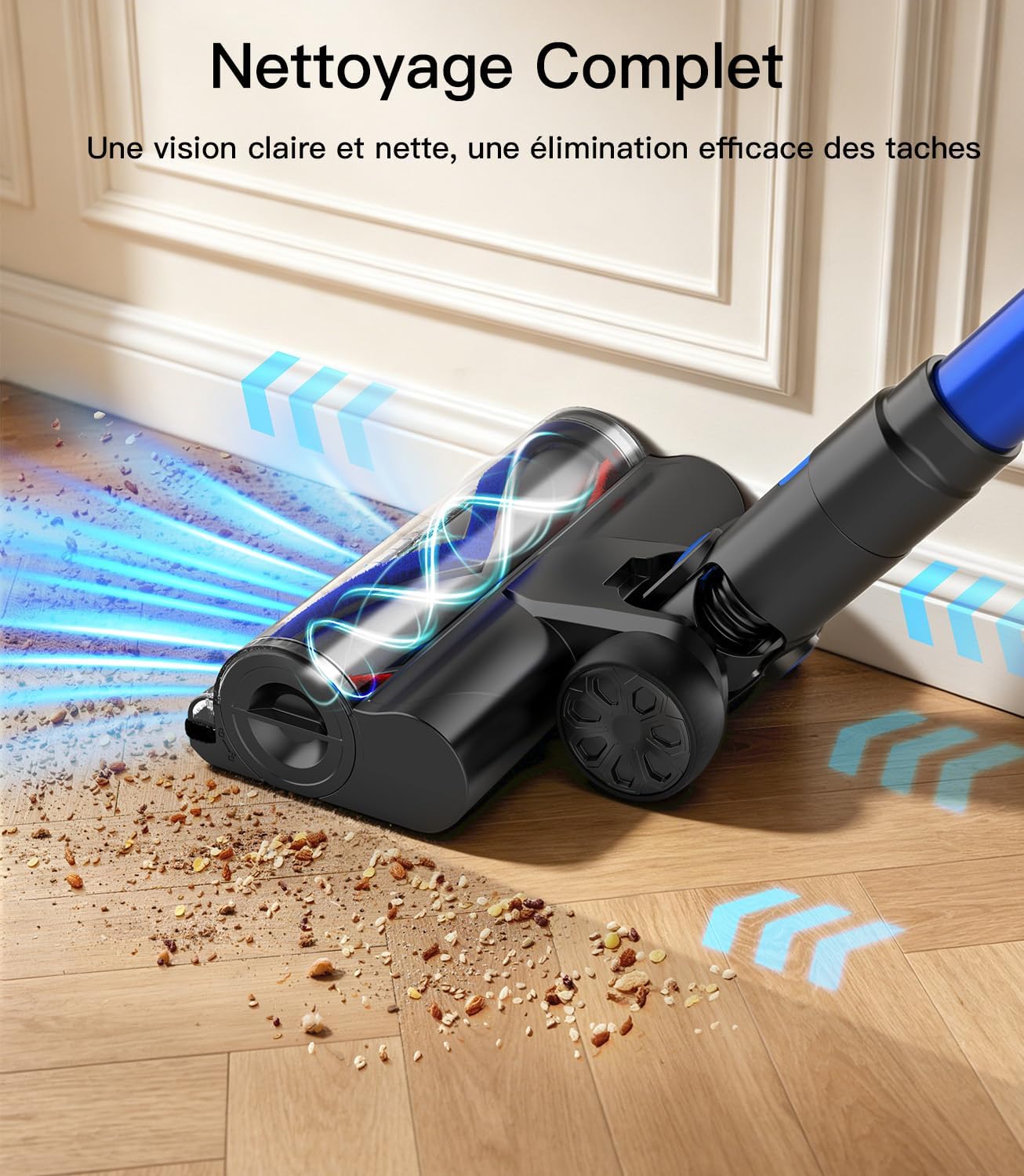 Detalle de Ginaray Aspirateur Balai sans Fil – Puissant, silencieux et polyvalent pour les poils d’animaux