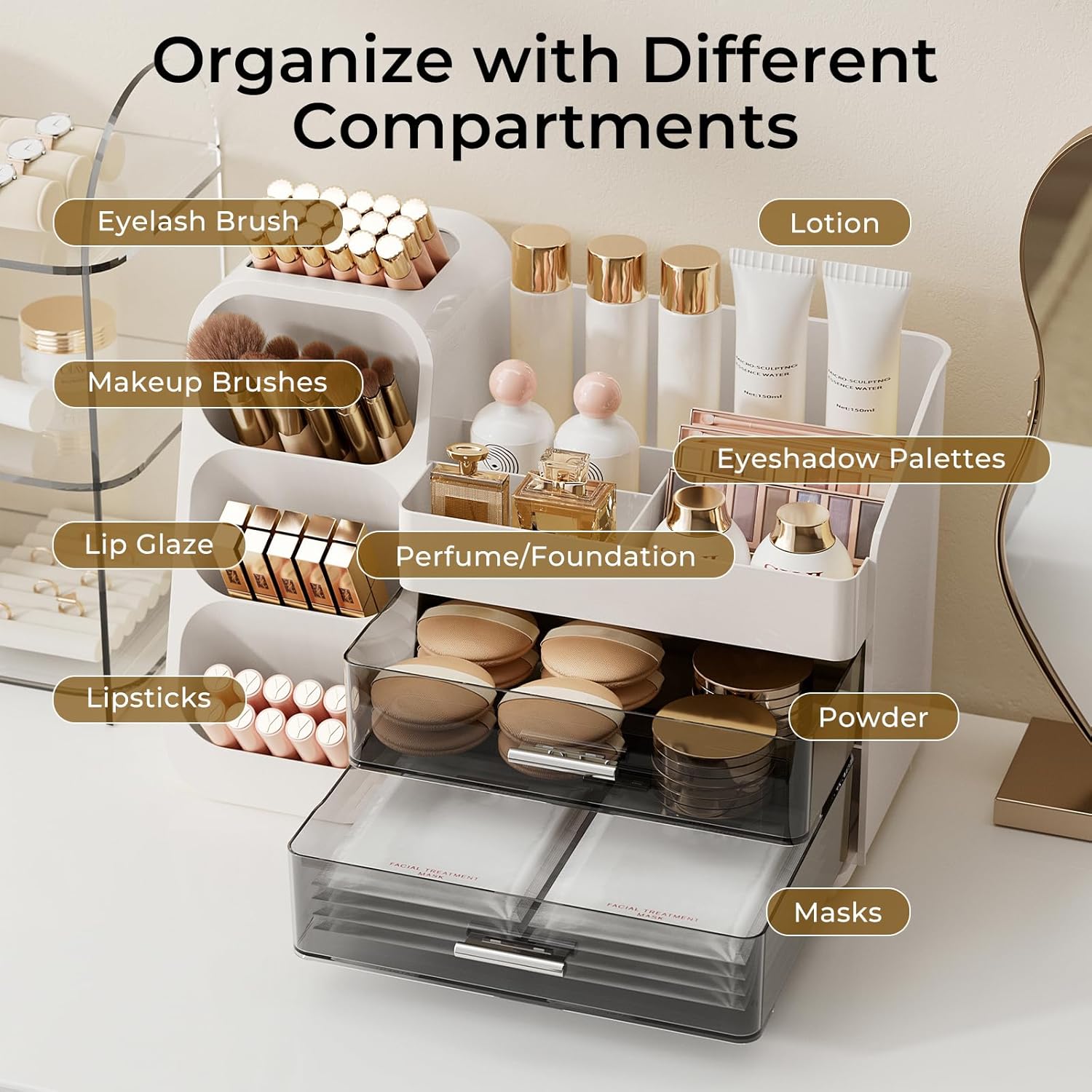 Thumbnail 6 de UFORU Makeup Organizer 2-drawer Vanity Organizer ๐