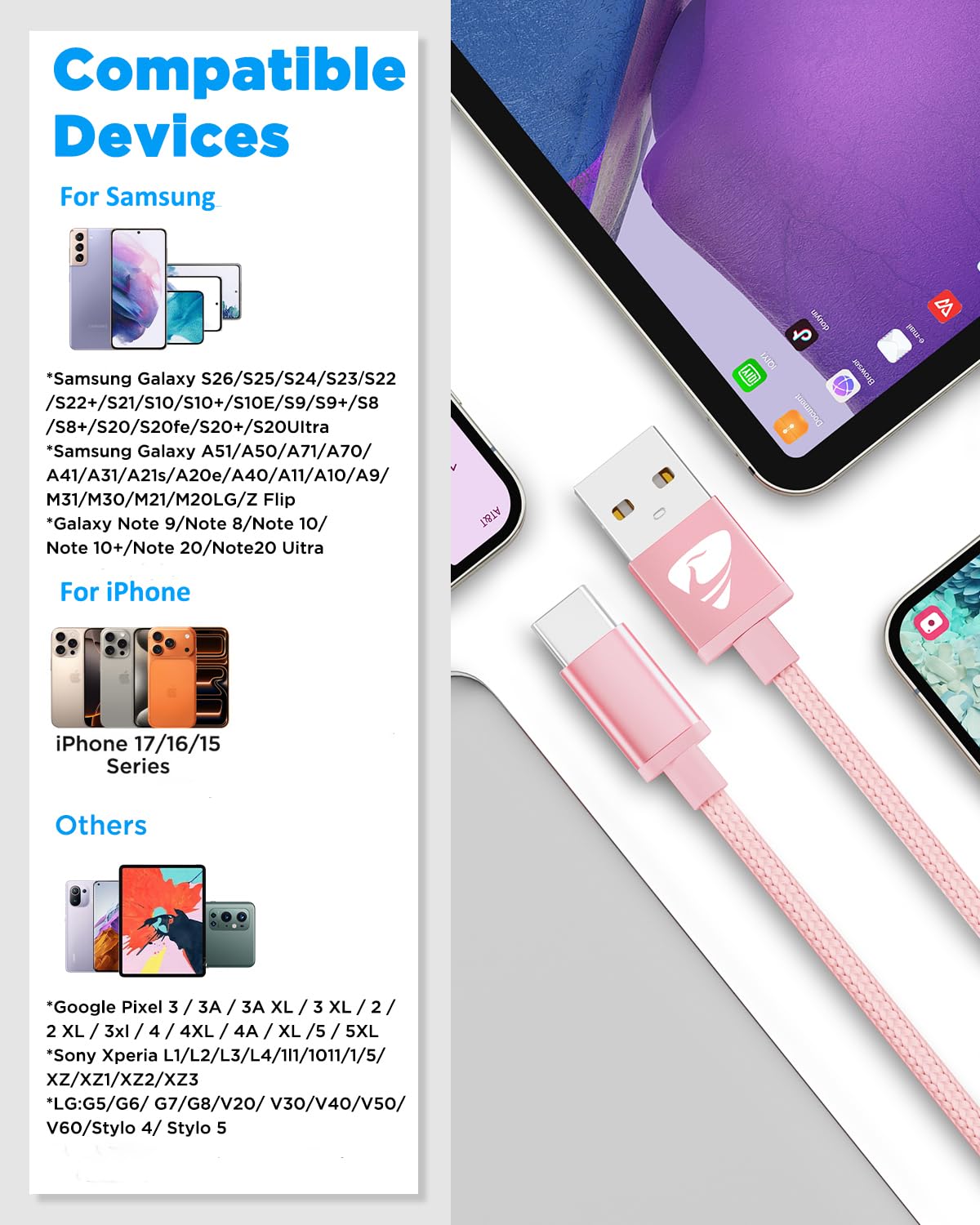 Detalle 2 de Aioneus USB-A to USB-C Cable, 10 ft