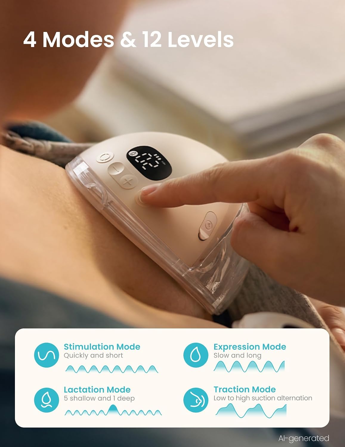 Thumbnail 4 de Paruu P21 Wearable Electric Breast Pump, 2-Pack, Nude, 4 Modes