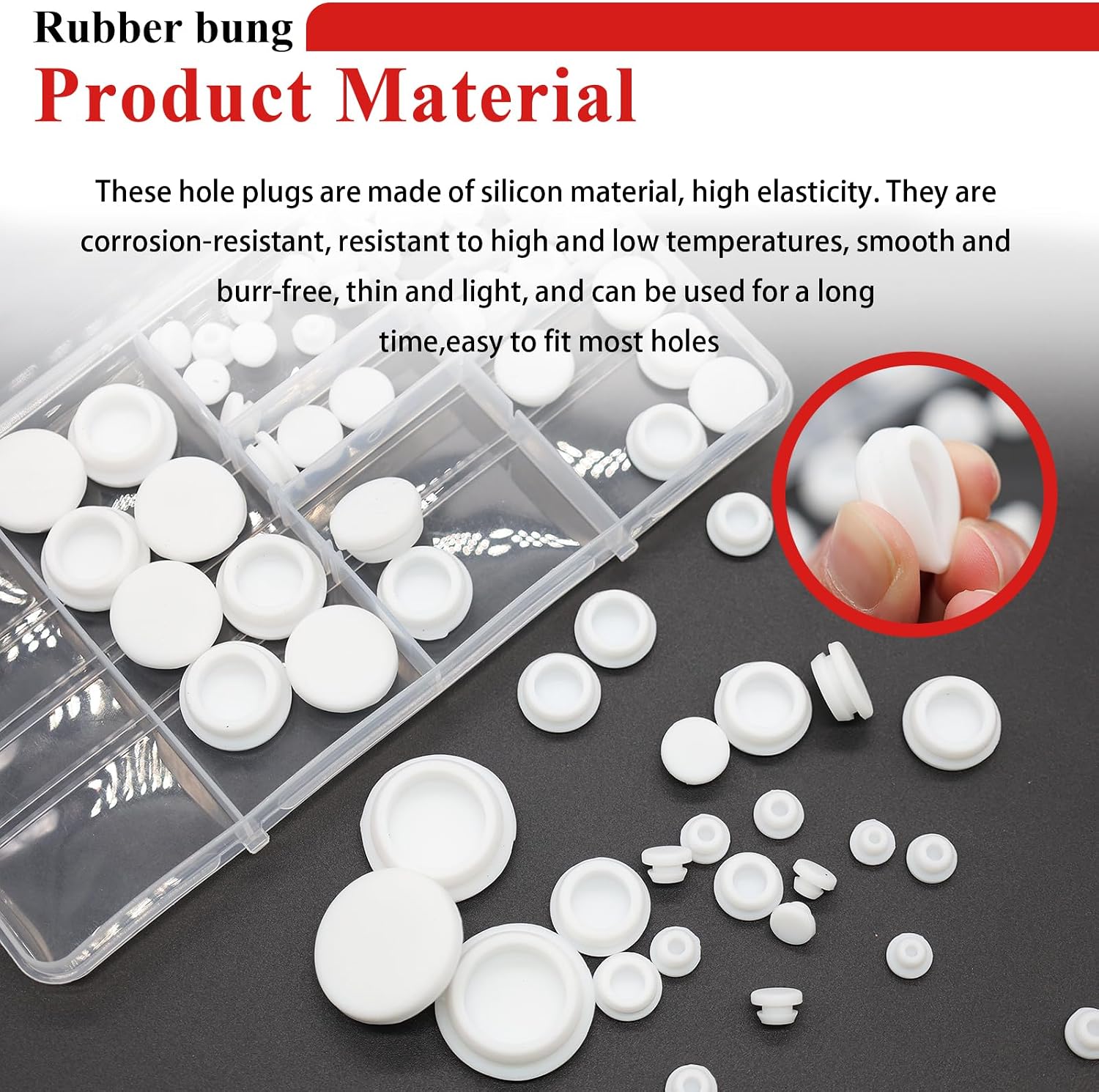 Thumbnail 3 de Tnisesm TN-45-3 Silicone Hole Plugs, 80 Pieces in 7 Sizes, White